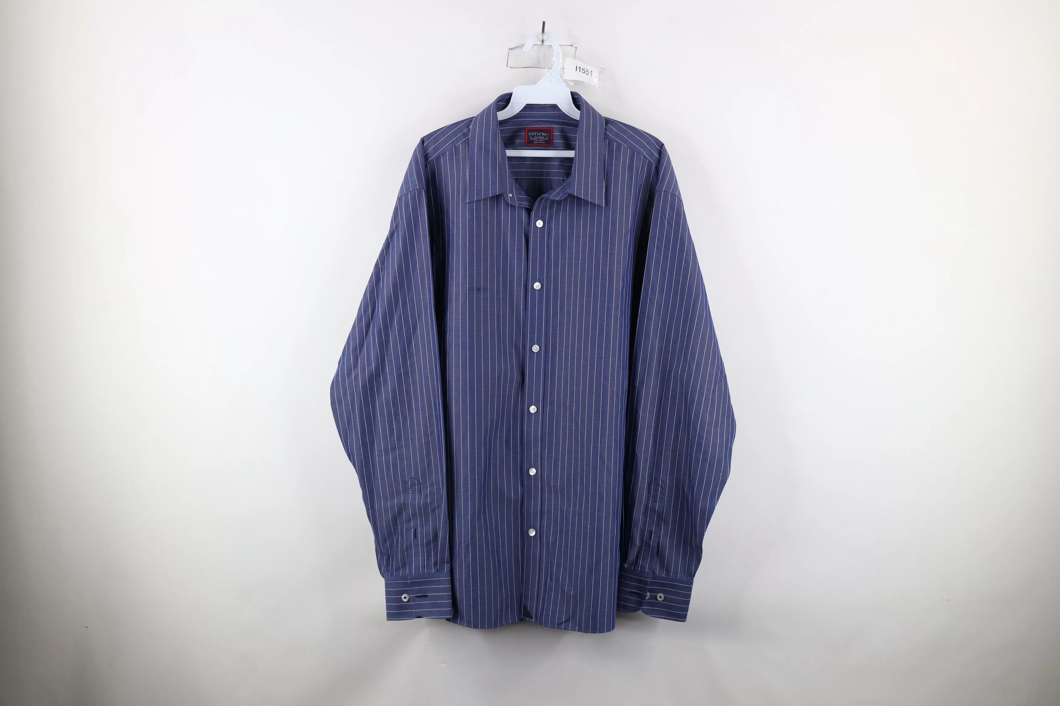UNTUCKit Shirts Button Ups UNTUCKit × Vintage Untuckit Pinstriped Relaxed Fit Collared Button Shirt Blue