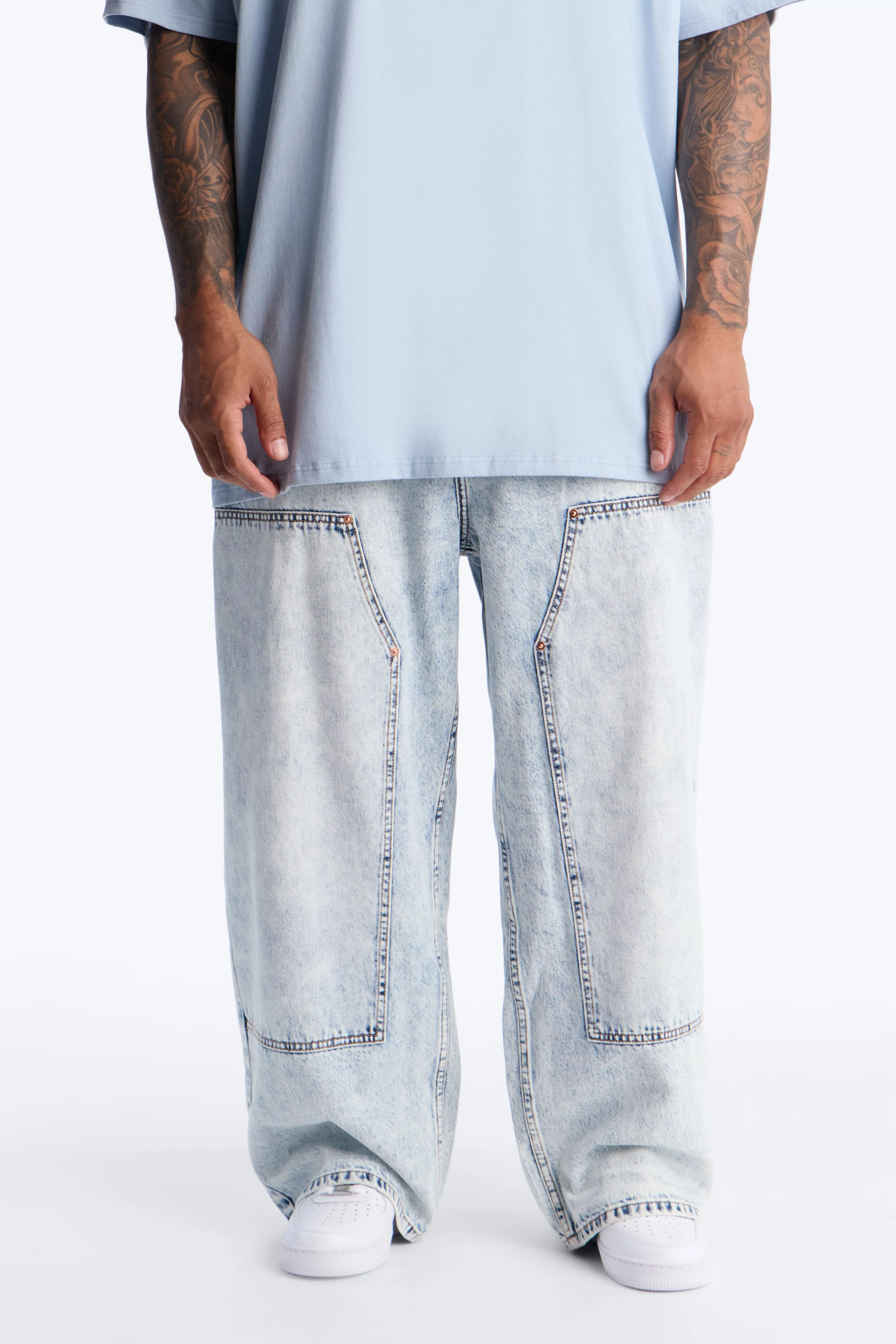 Baggy Double Knee Jean - Light Blue Wash