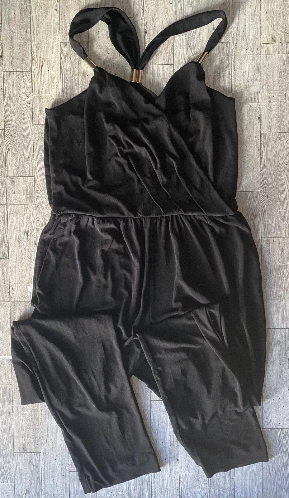 Jennifer Lopez Jumpsuits Jennifer Lopez JLO, Solid Racerback, Full Length, Sleeveless Jumpsuit Black