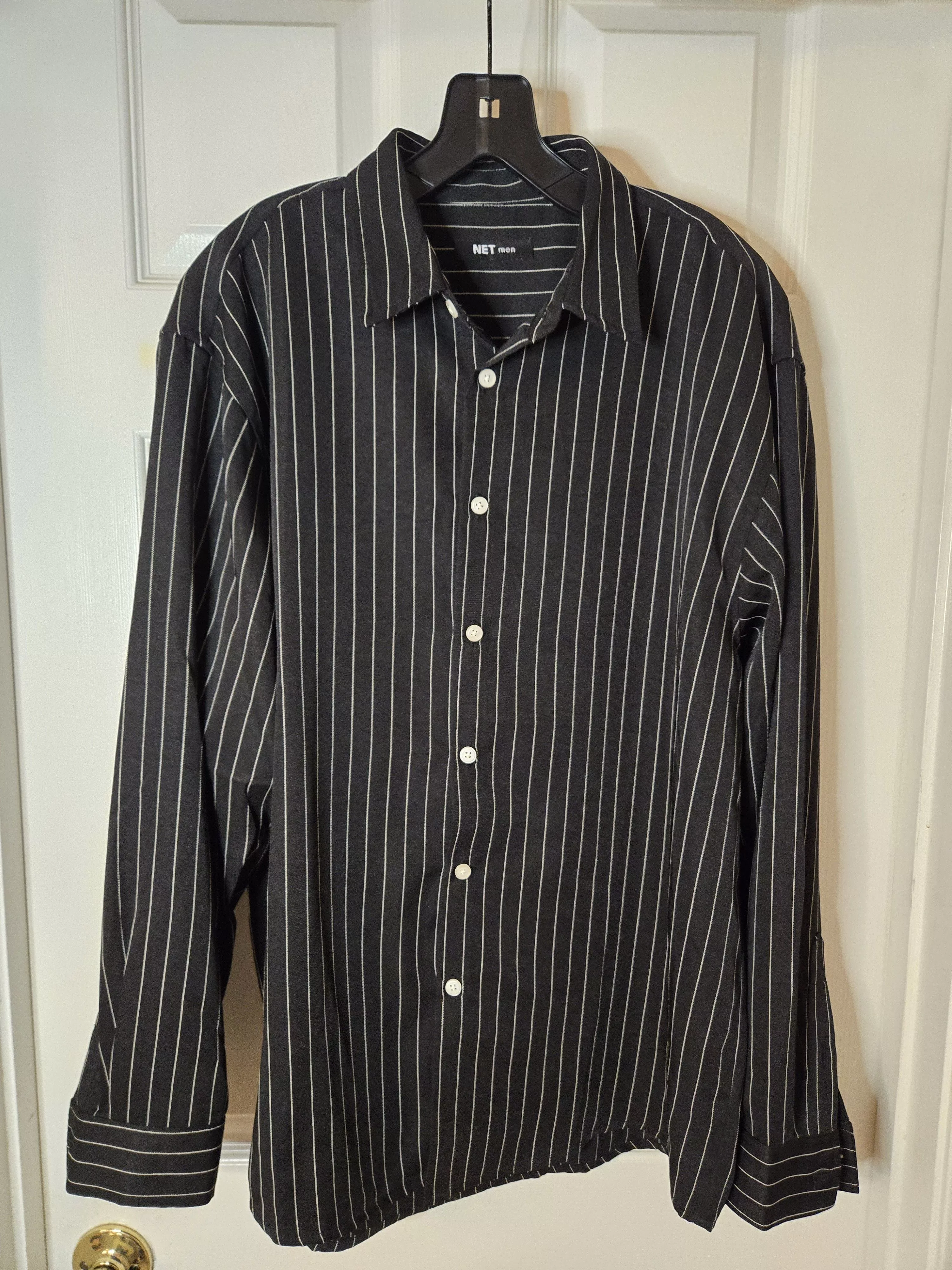 Other Shirts Button Ups Other Korean Streetwear Vertical Striped Button Up Shirt Black