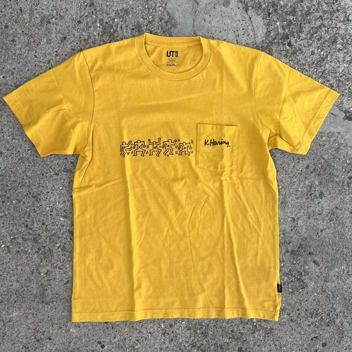 Keith Haring Short Sleeve T Shirts Keith Haring × Vintage Vintage Keith Haring Boxy Logo Brazil T-shirt Y2K Yellow Streetwear