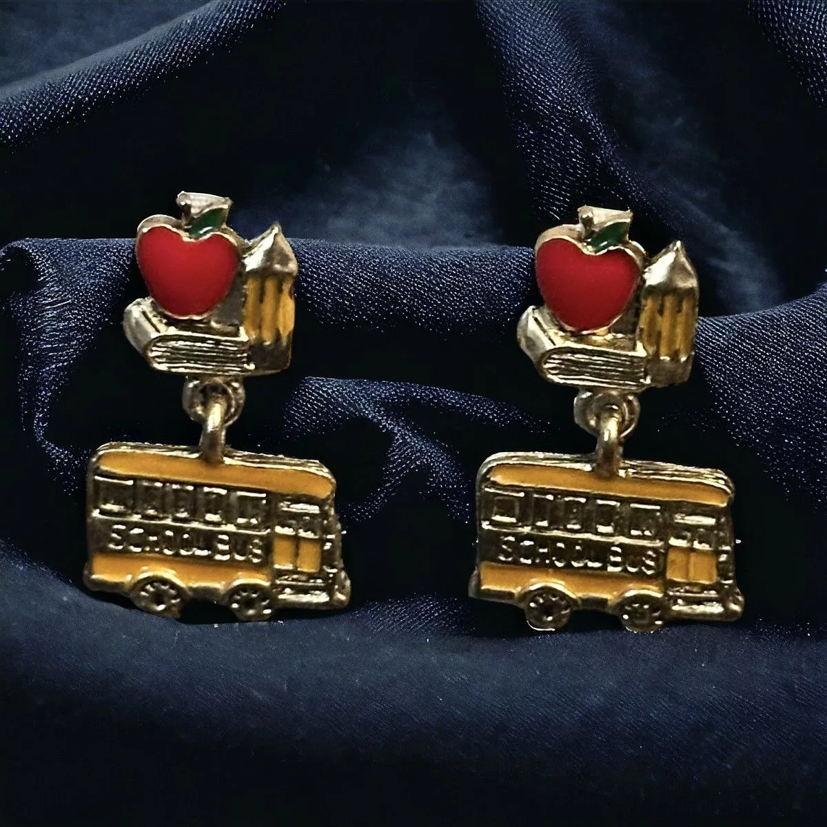 Vintage Earrings Vintage school bus dangle post earrings Yellow