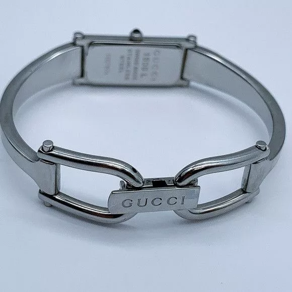 Gucci Watches Gucci 1500L Rectangular Stainless Steel Quartz Bangle Watch Silver