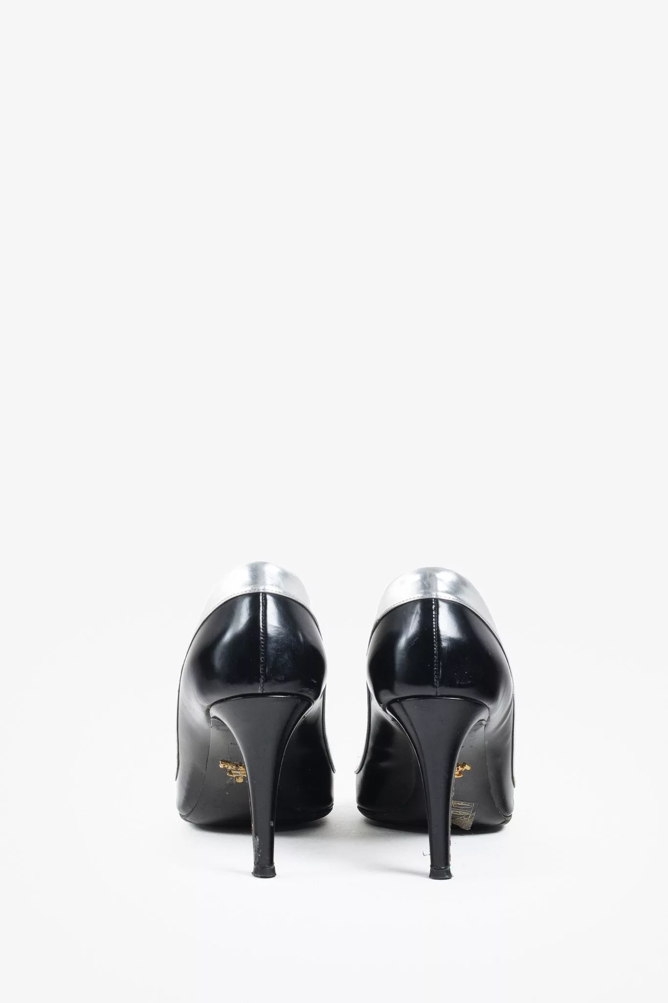Prada Heels Prada Metallic Rim Point Toe Stiletto Heels Black