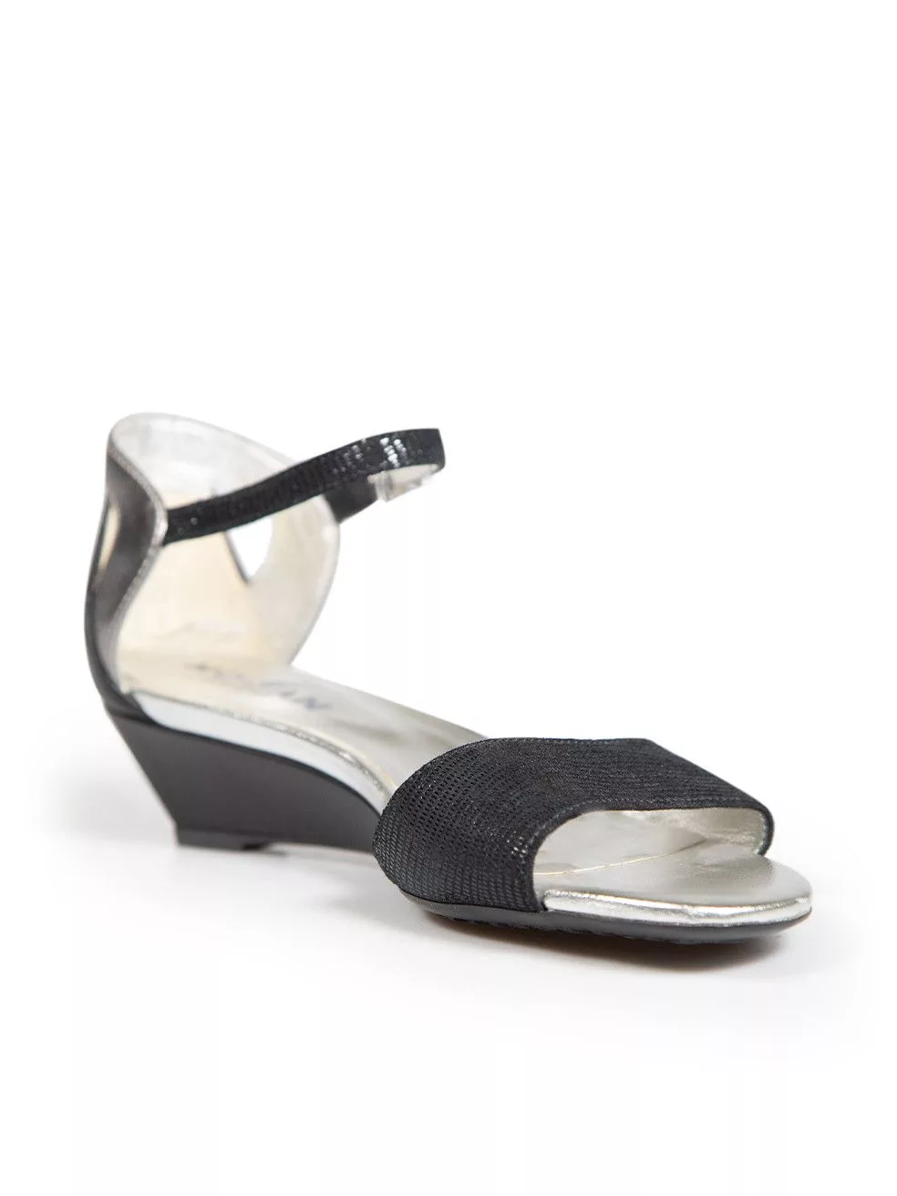 Hogan Sandals Hogan Black Suede Lizard Embossed Strap Sandals
