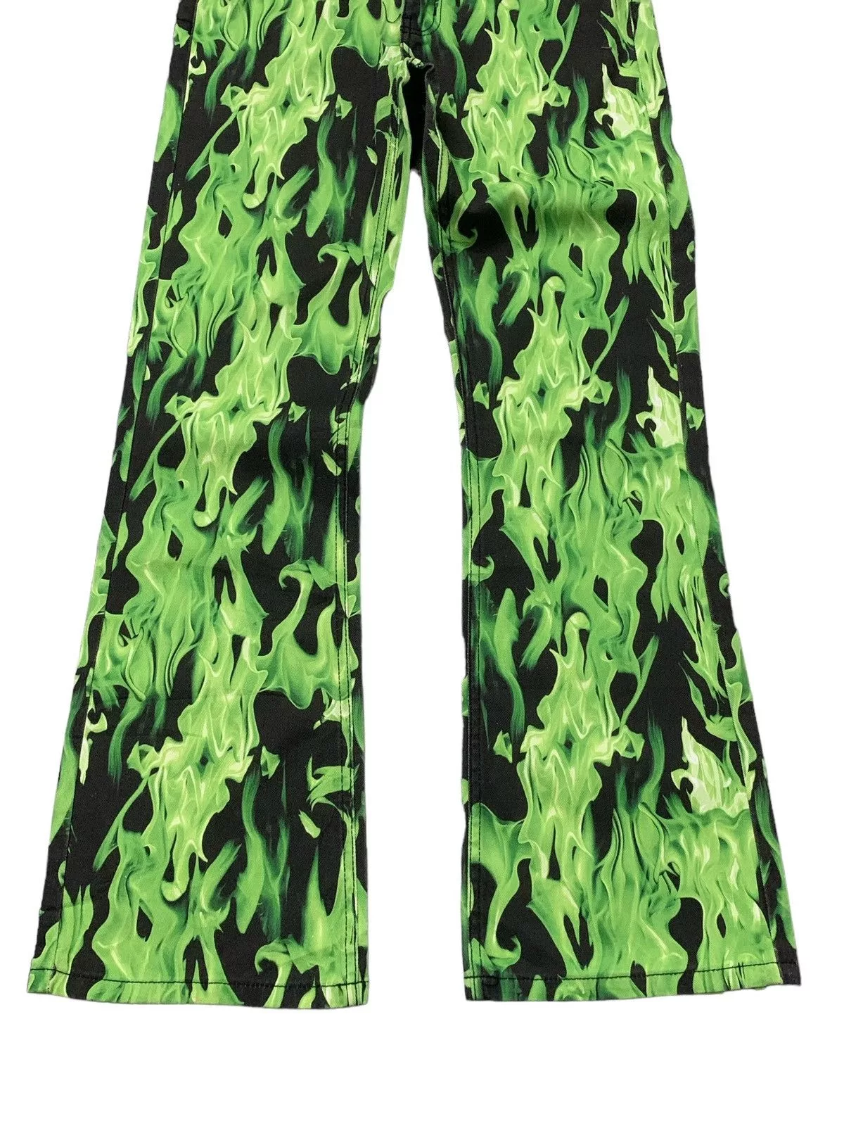 5351 POUR LES HOMMES Denim 5351 POUR LES HOMMES × Junya Watanabe BDG Green Flame Bootcut Flared Denim Pants Black