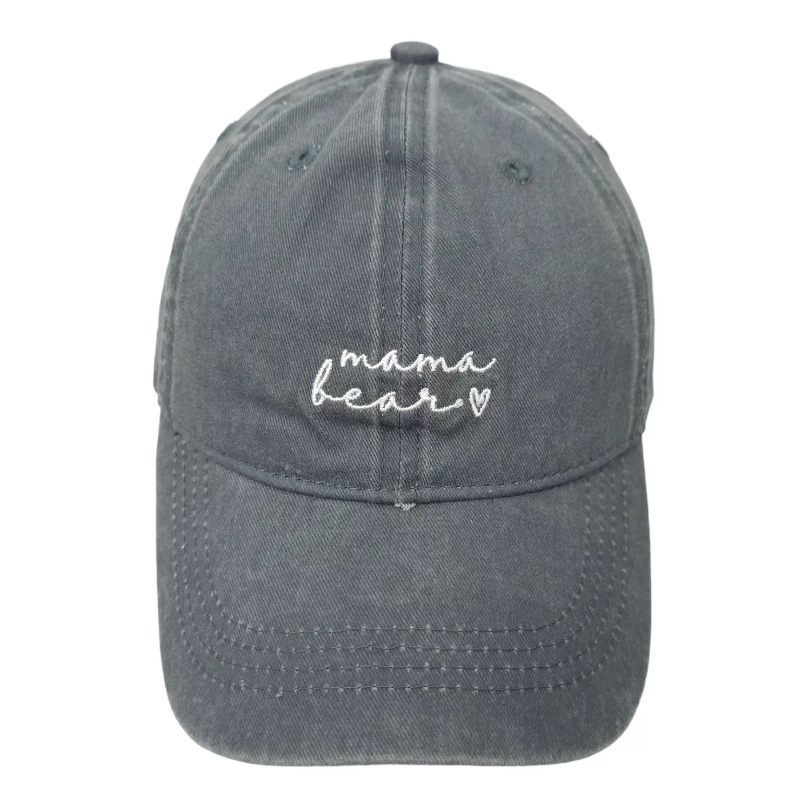 Other Hats Other Mama Bear Embroidered Adjustable Tuck Strap Cap Hat Gray