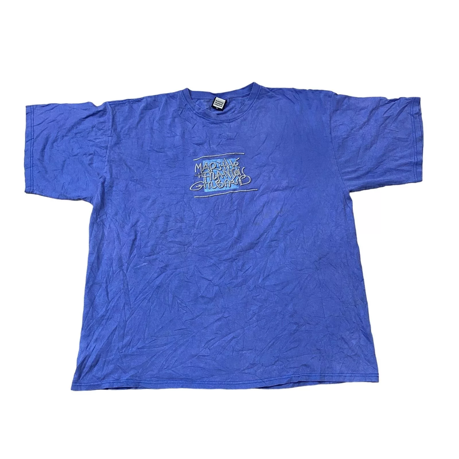 Marithe + Francois Girbaud Short Sleeve T Shirts Marithe + Francois Girbaud × Vintage VTG Y2K Marithe Francois Girbaud Graffiti Graphic Shirt 2XL Blue Streetwear