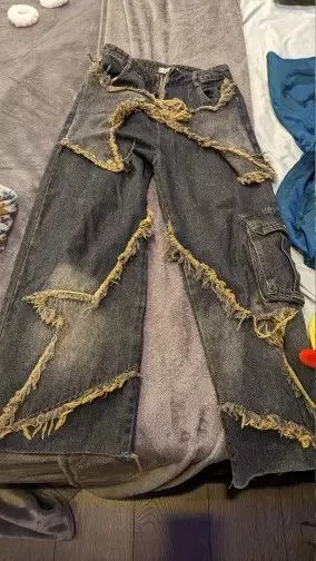 Individualized Shirts Jeans Individualized Shirts Baggy Jeans Star Patchwork Loose Straight Blue Avant-Garde
