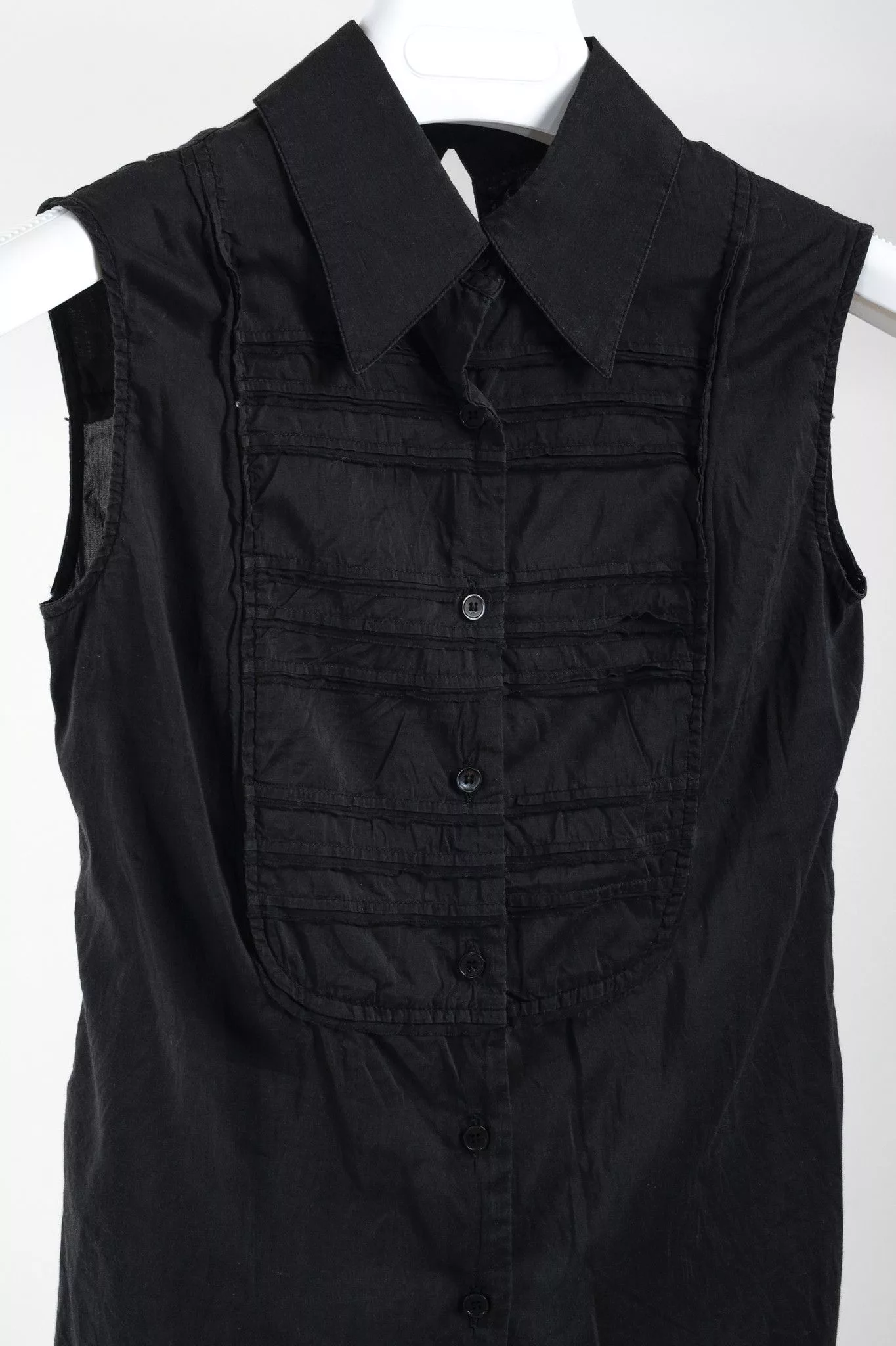 Miu Miu Blouses Miu Miu 2006 Grey Pleated Cotton Shirt Black
