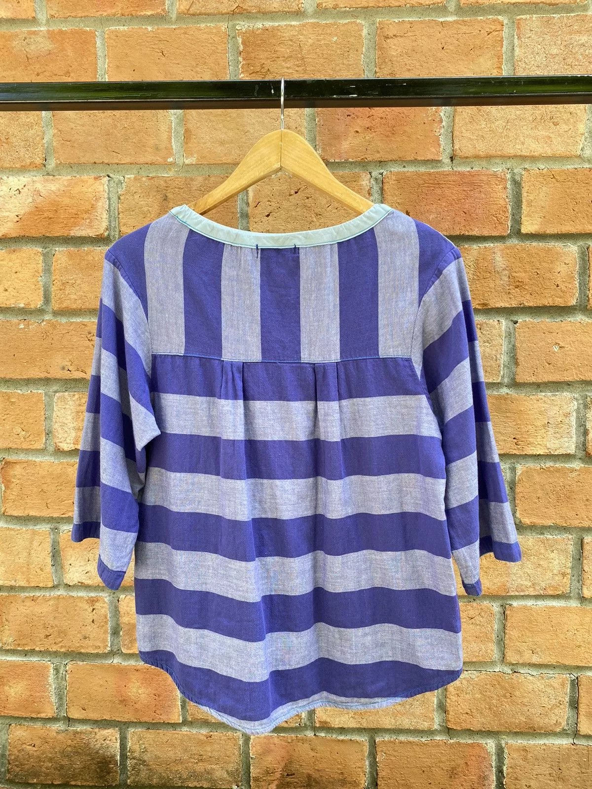 Zucca Button Ups Zucca stripped ruffle purple blouse Blue