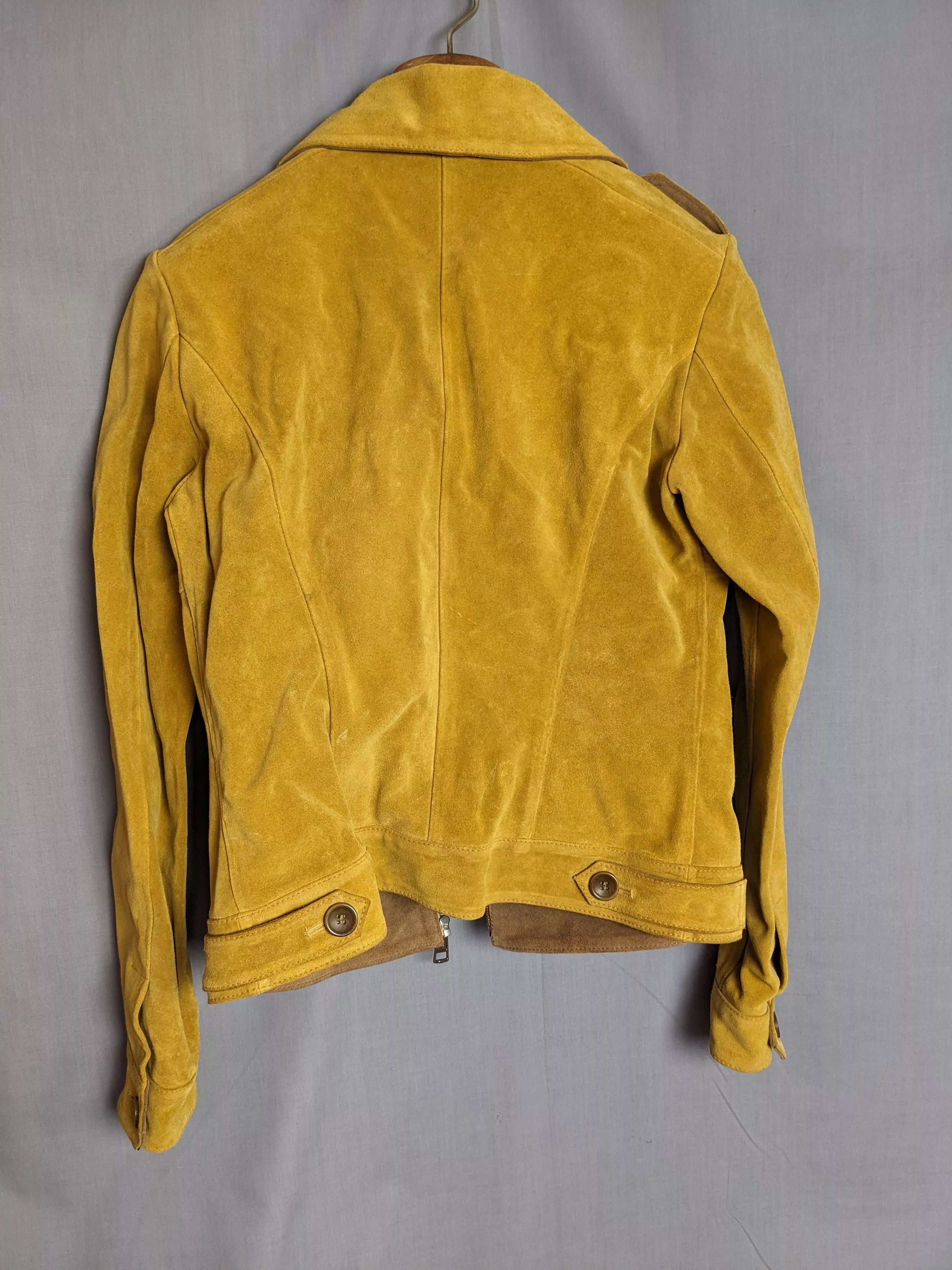 Designer Leather Jackets Designer VENTCOUVERT - Jacket - 100% calf split Leather - Size 38 Gold