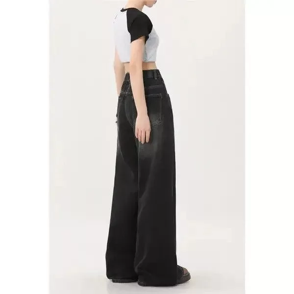 Jean Denim Gothic Black Jeans High Waist