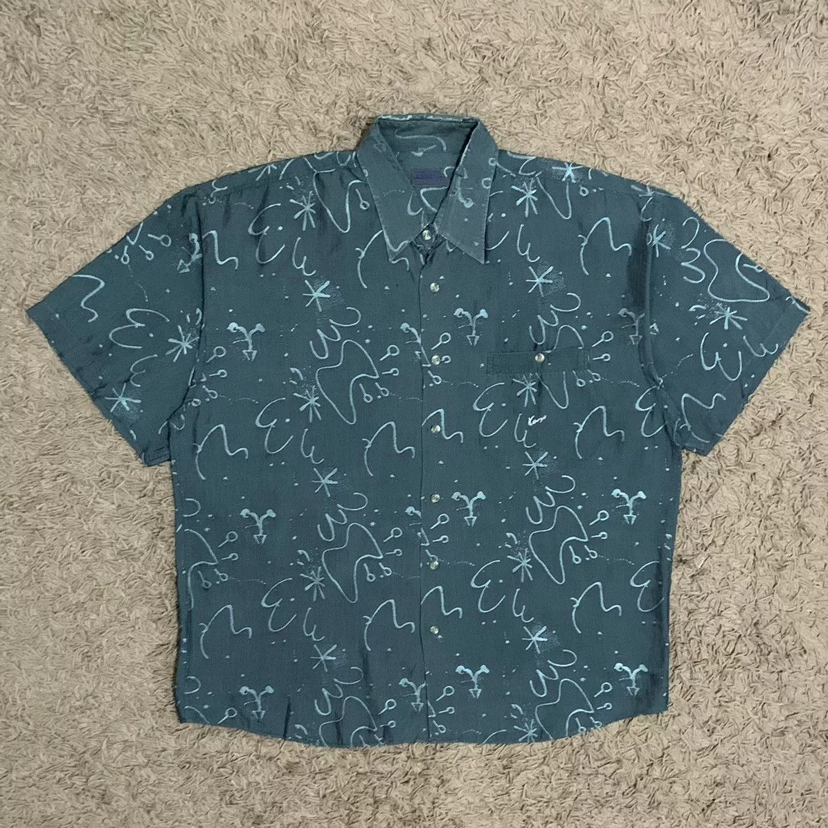 Kenzo Shirts Button Ups Kenzo × Vintage 1990’s Kenzo Homme “Electric Blue” Patterned Shirt Luxury