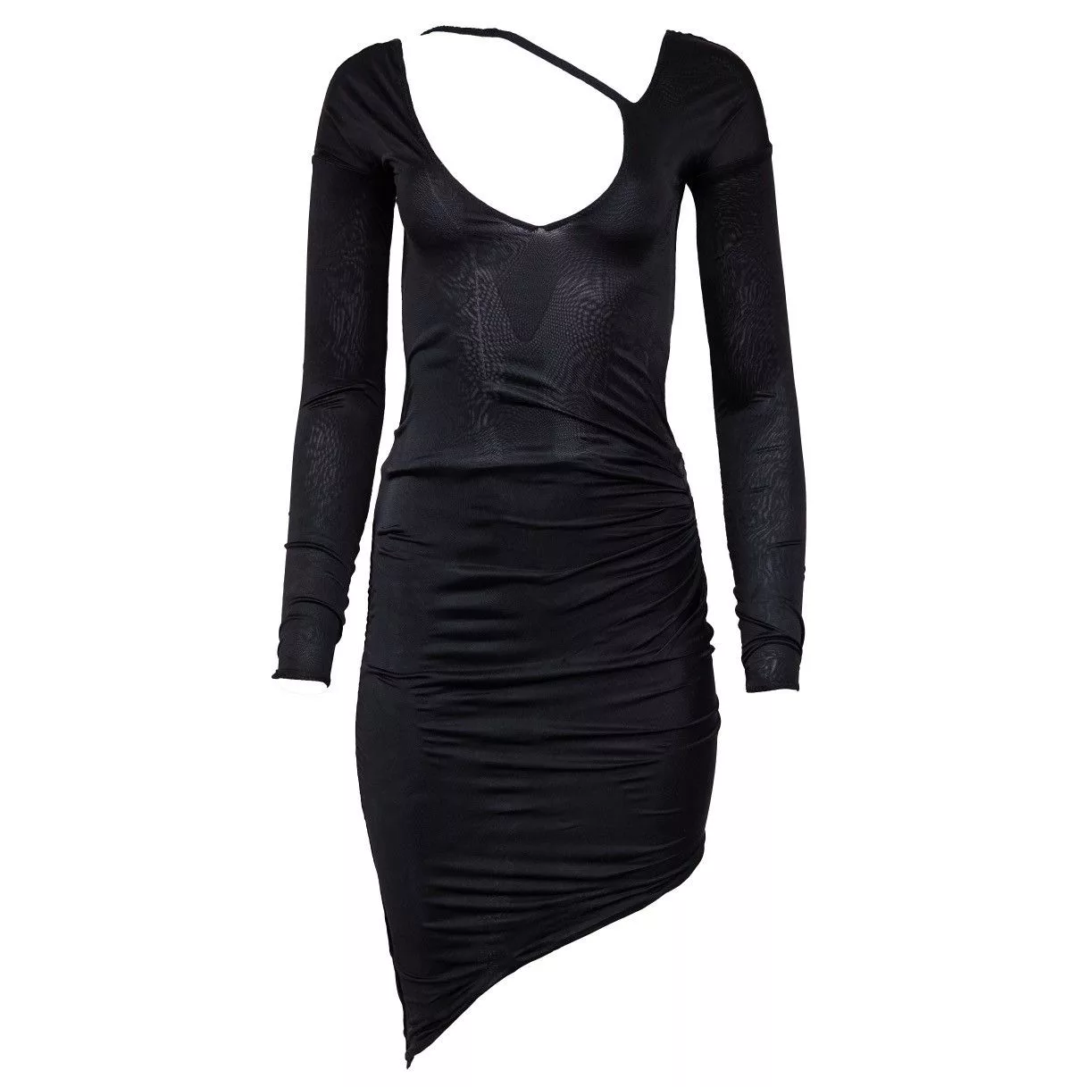 Gucci Mini Dresses Gucci by Tom Ford 2003 Asymmetric Black Long Sleeved Dress