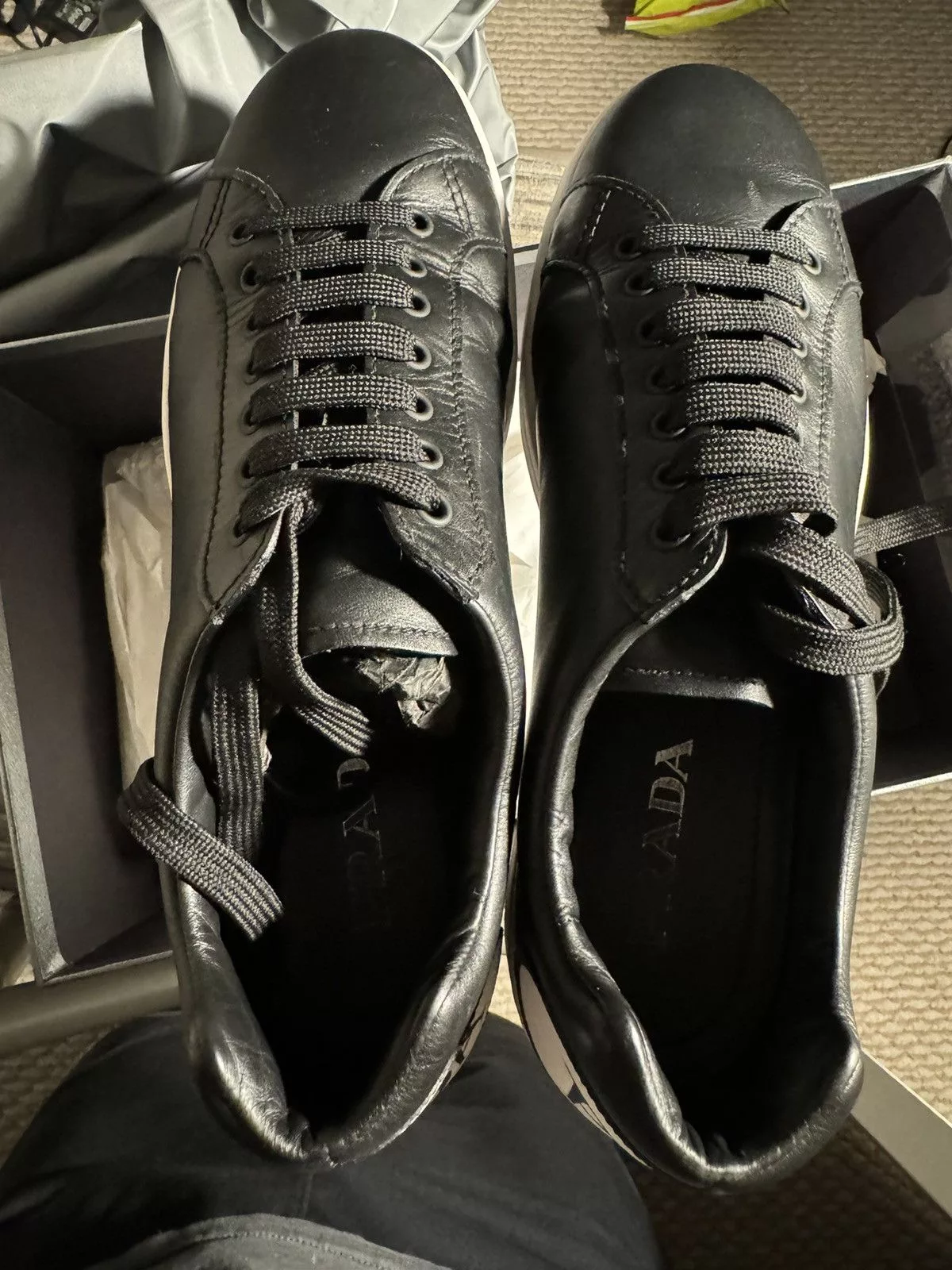 Prada Casual Leather Shoes Prada Comic Sneakers Black