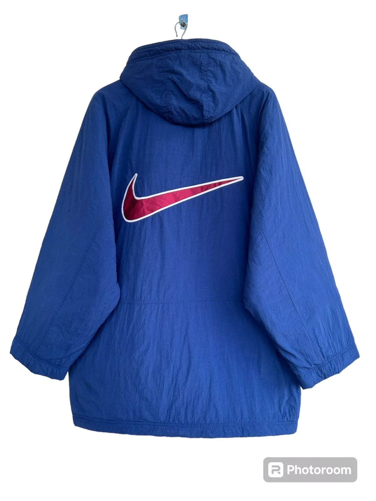 Nike Raincoats Nike × Vintage Vintage 90’s Nike White Tag Big Swoosh Quilted Windbreaker Blue Streetwear