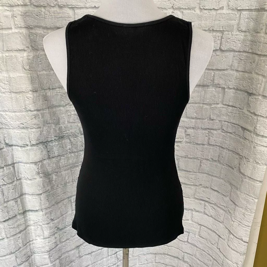 Express Tank Tops Express women M black sequin front ribbed tank top