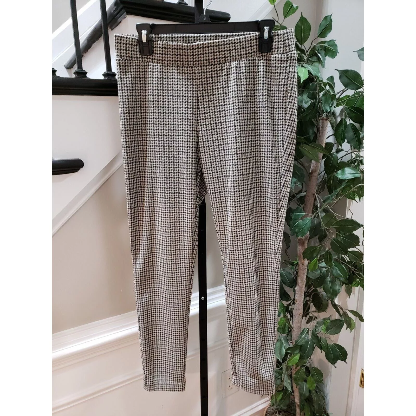 Other Pants Other Cooper & Ella Houndstooth Polyester Straight Leg Pants M Multi