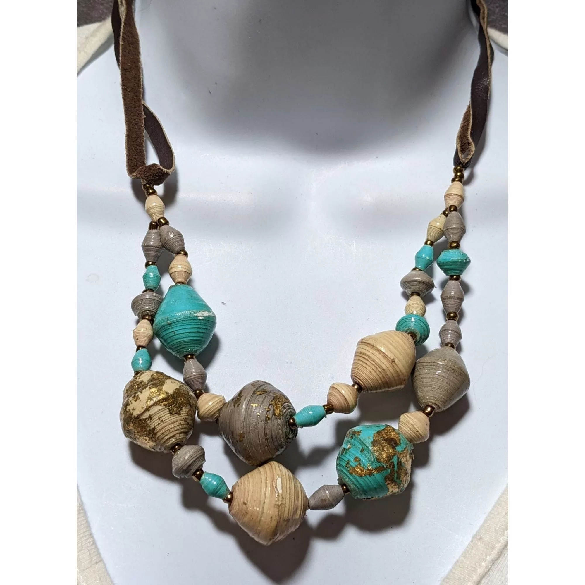 Other Necklaces Other Bohemian Beaded Gold Flake Necklace Multi