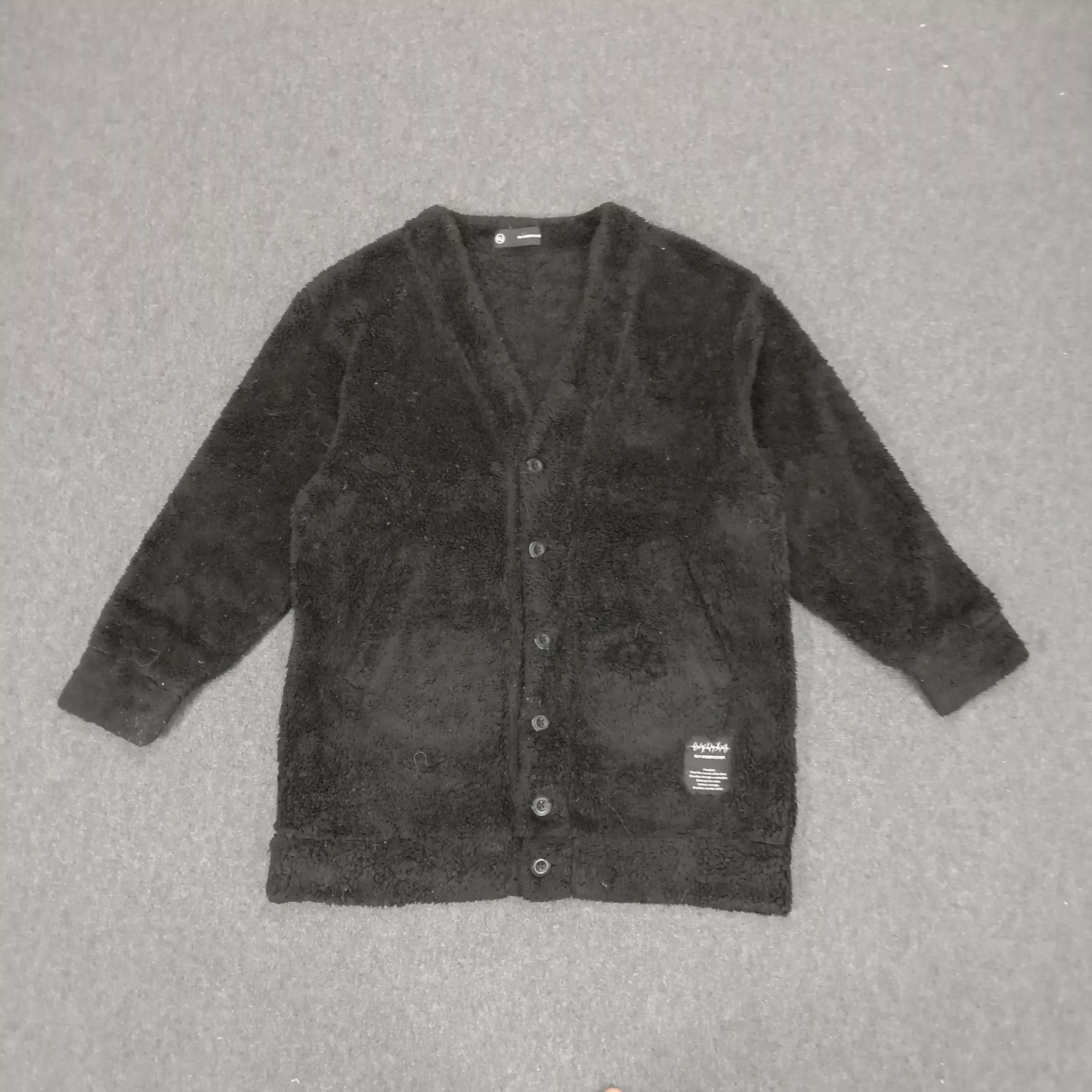 GU Light Jackets GU × Undercover × Vintage Gu x Undercover Japan Brand Fleece Cardigan Jacket Black