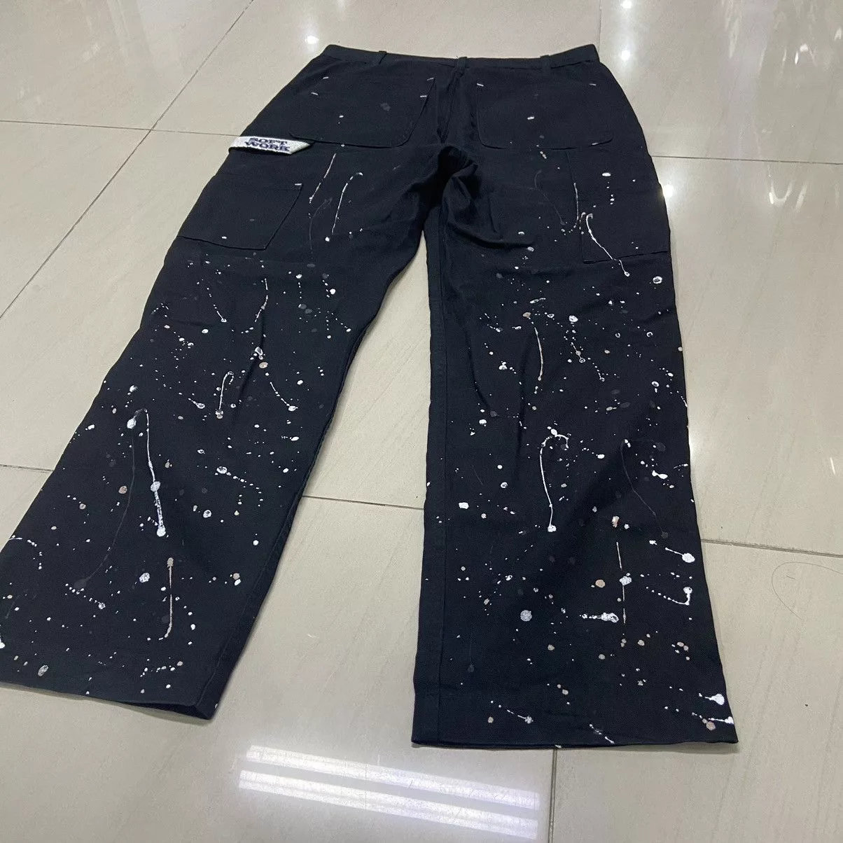 Designer Casual Pants Designer × thisisneverthat Rare 🔥 Thisisneverthat Splash Paint Design CarpenterPant Black Streetwear