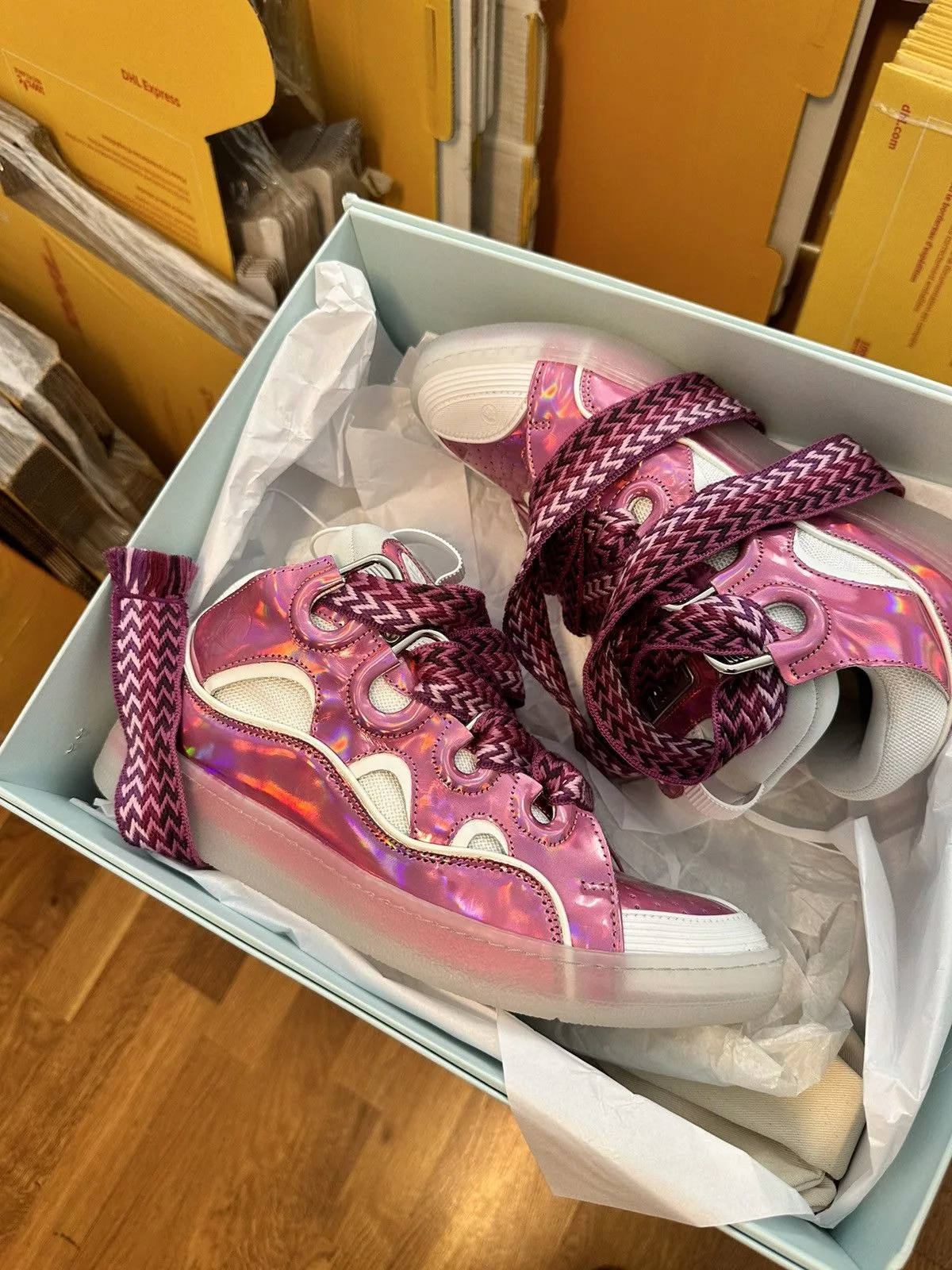 Lanvin Low Top Sneakers Lanvin LUCID PINK CURB SNEAKERS