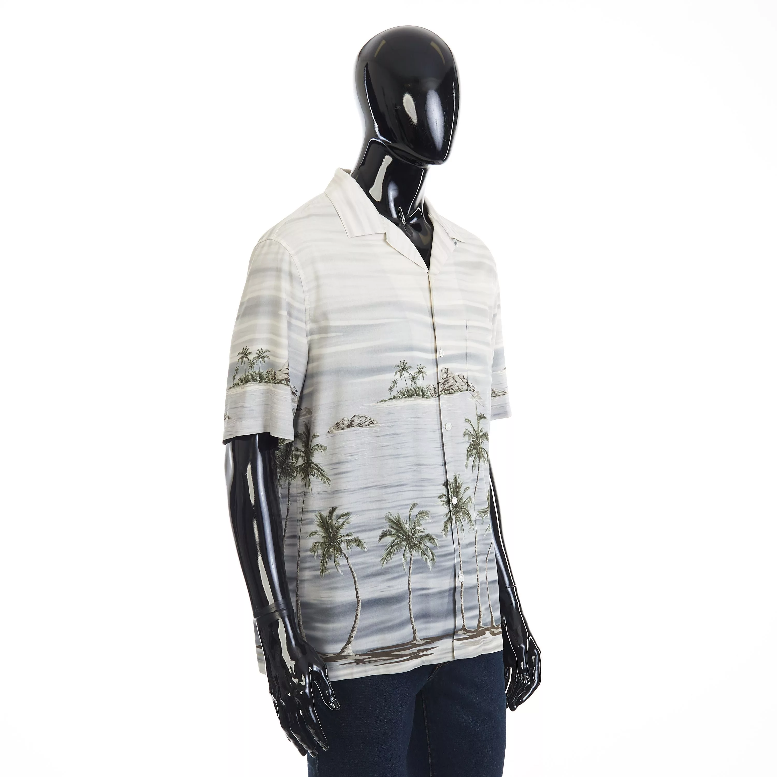 Celine Shirts Button Ups Celine Loose Hawaiian Shirt - Archipelago Print Viscose Gray