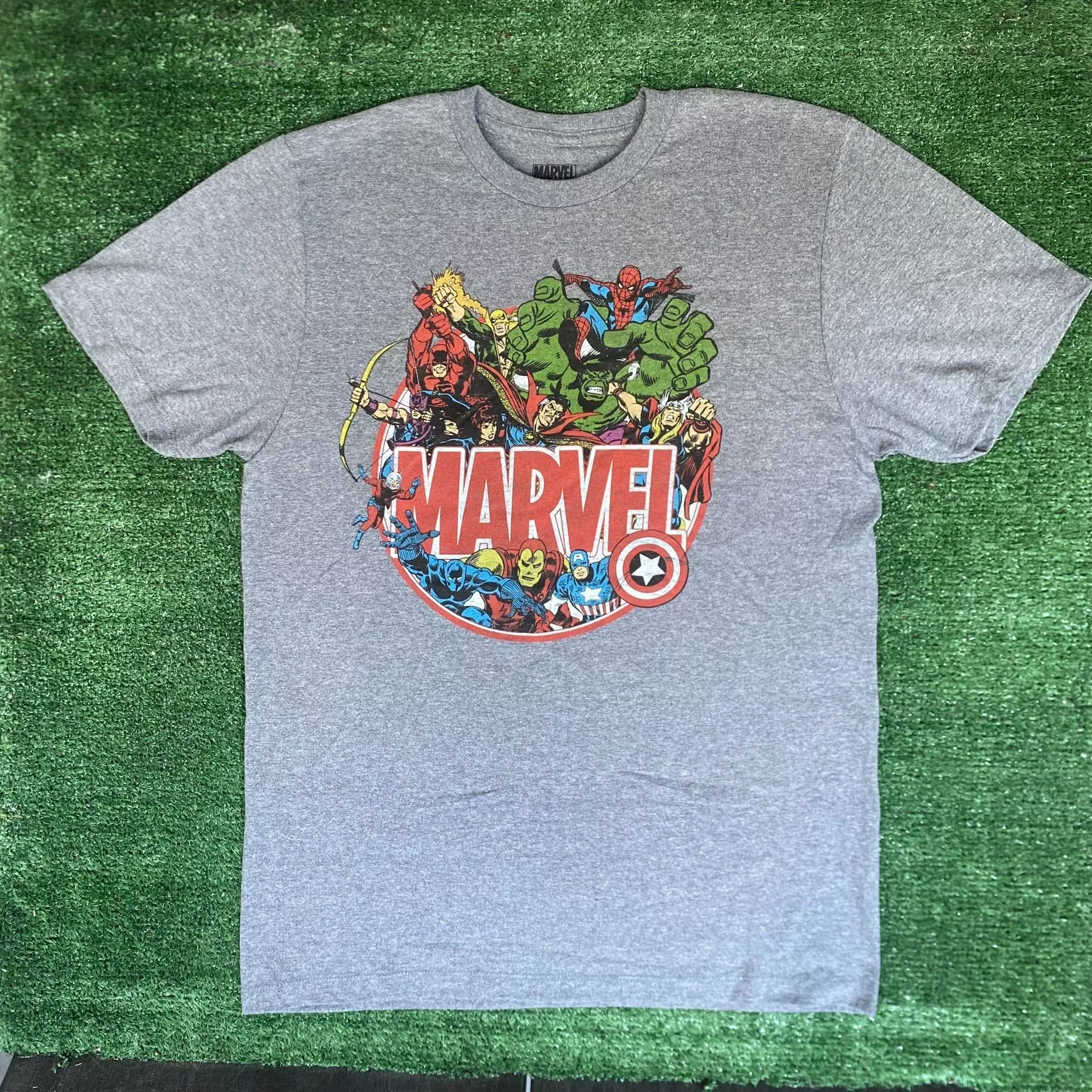 Marvel Comics Short Sleeve T Shirts Marvel Comics Characters Shirt Hulk Thor Iron Man Logo Tee Gray Streetwear
