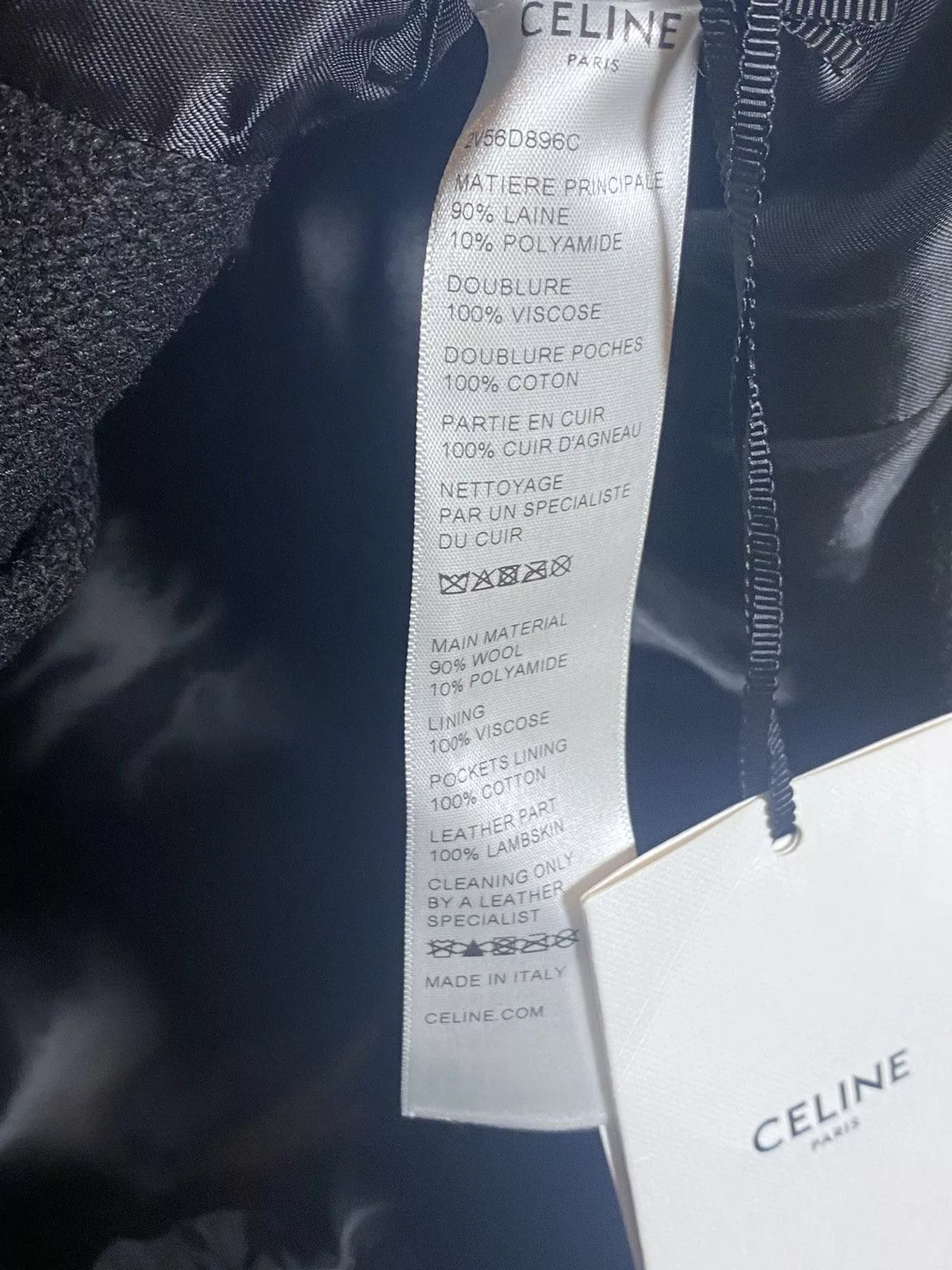 Celine Leather Jackets (52) CELINE Classic Teddy Varsity Jacket in Textured Wool Black