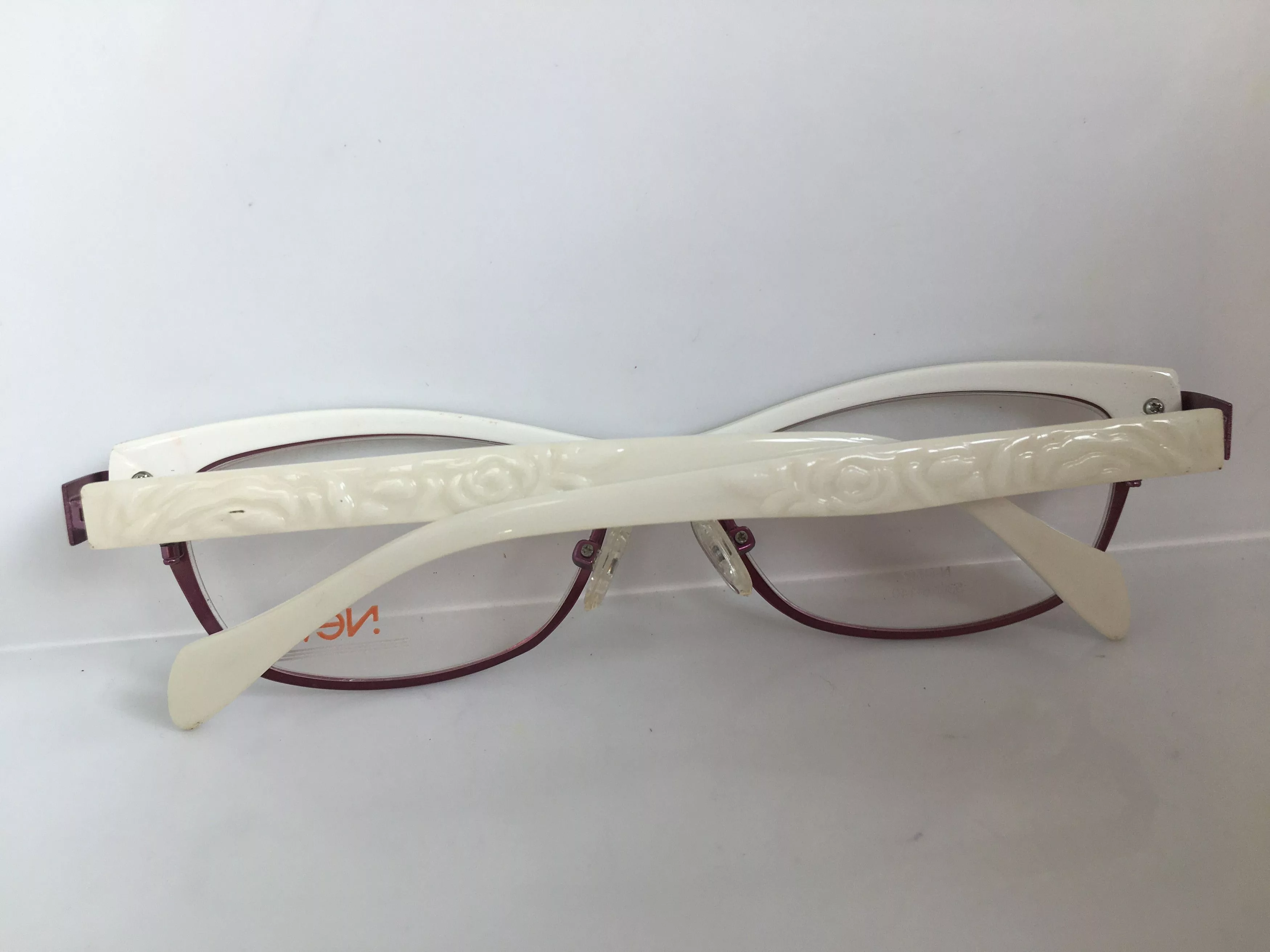 Other Glasses Other New N-6002 Ivory Purple Malcolm Cateye Eyeglasses Frame Multi