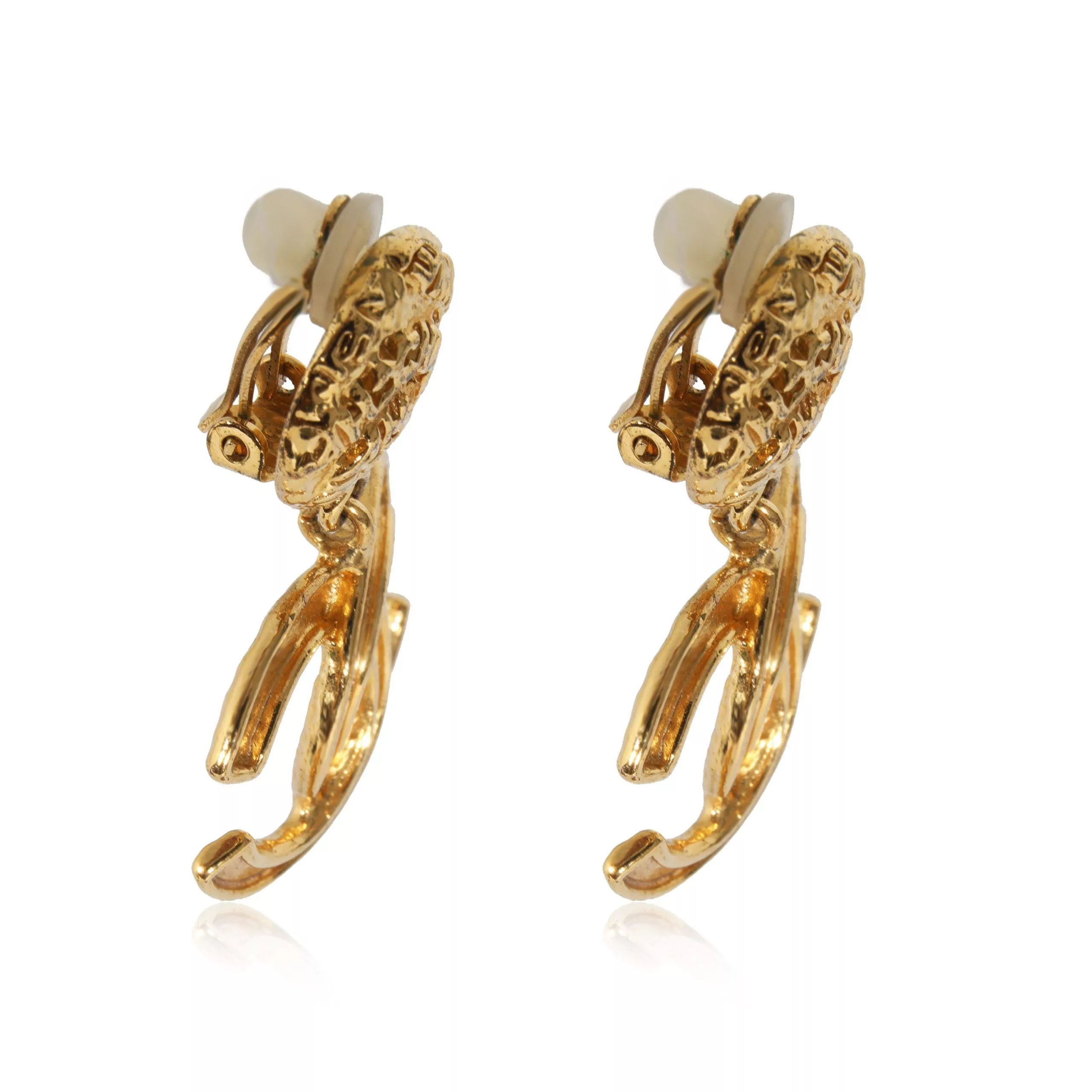 Chanel Rings Chanel Vintage 1995 CC Drop Gold Plated Earring