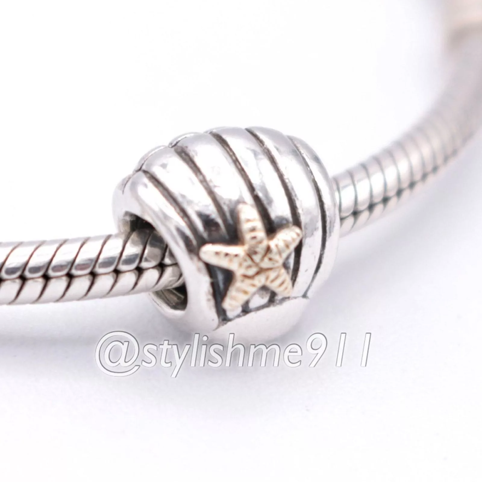 pandora Charms Authentic PANDORA Sea Shell Charm with 14K Gold - 790249