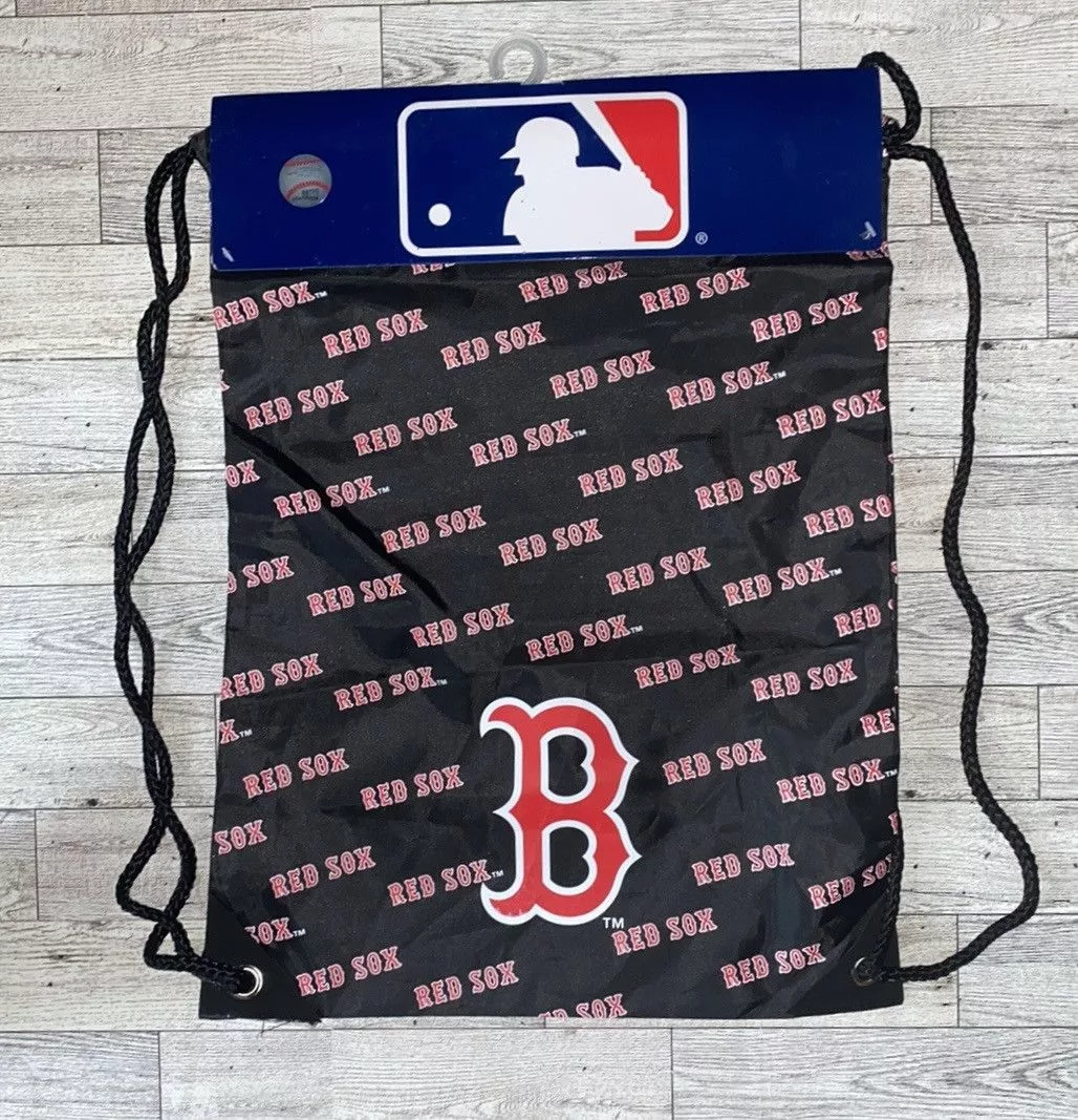 MLB Bags Luggage MLB Official Red Sox, Lightweight Drawstring BackPack Black