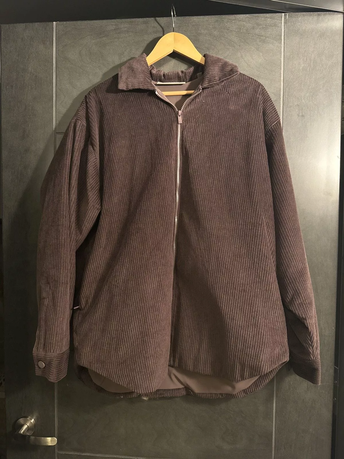 Essentials Heavy Coats Essentials overfit flannel stuffed shirt jacket Purple