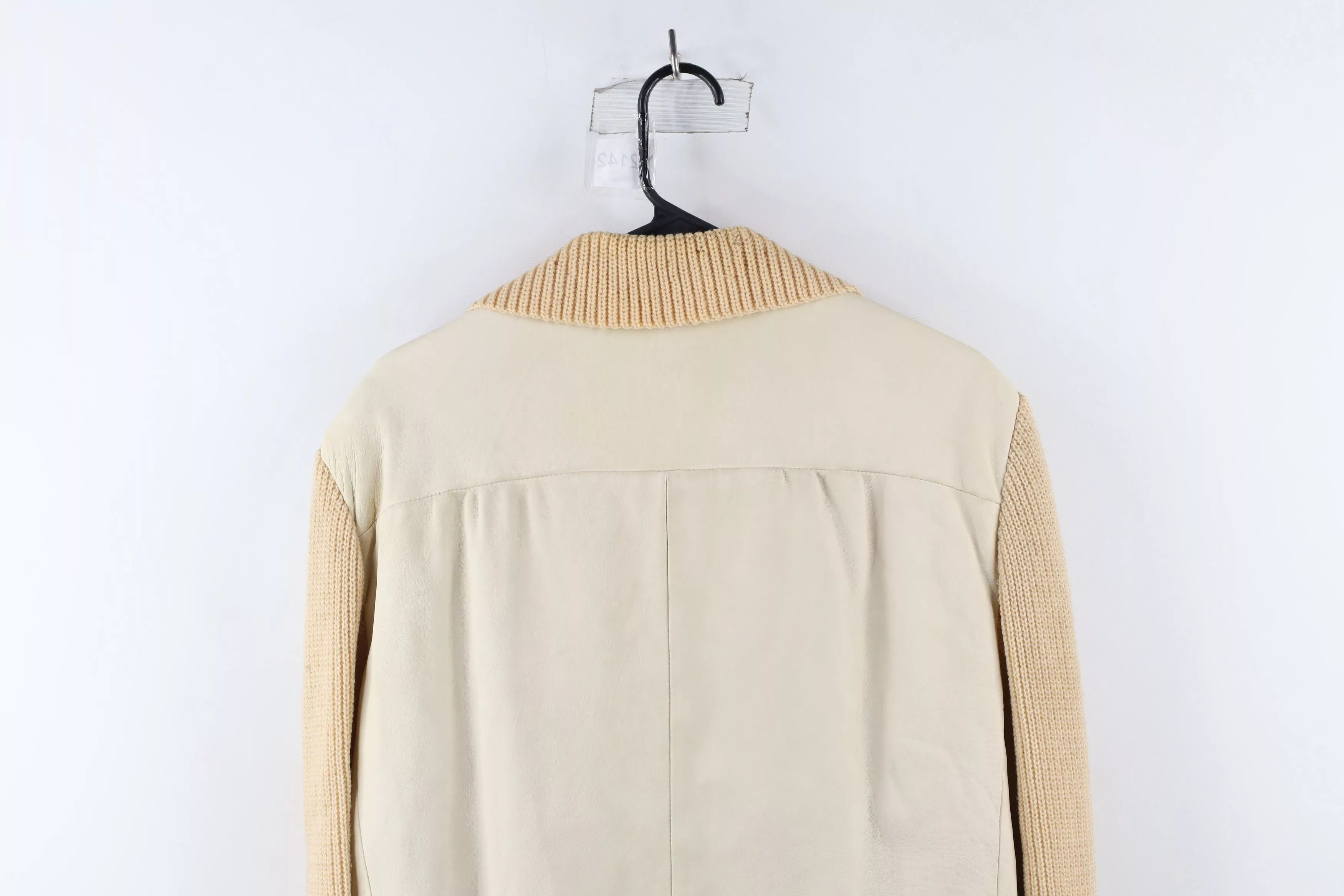 Vintage Light Jackets Vintage 60s Wool Knit Button Sweater Jacket Beige USA