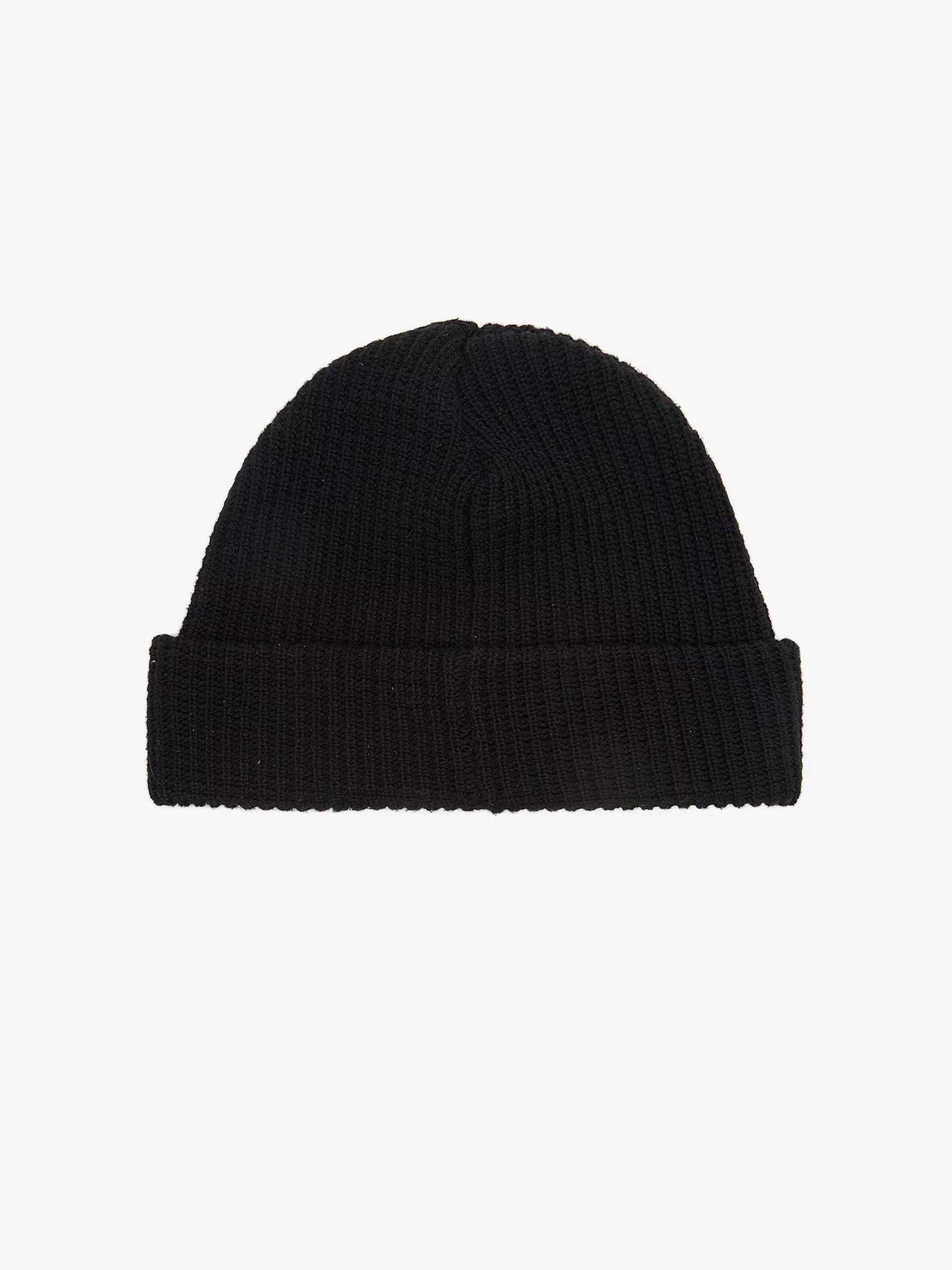 Wtaps Hats Wtaps Black Logo Patched Cotton Beanie Hat