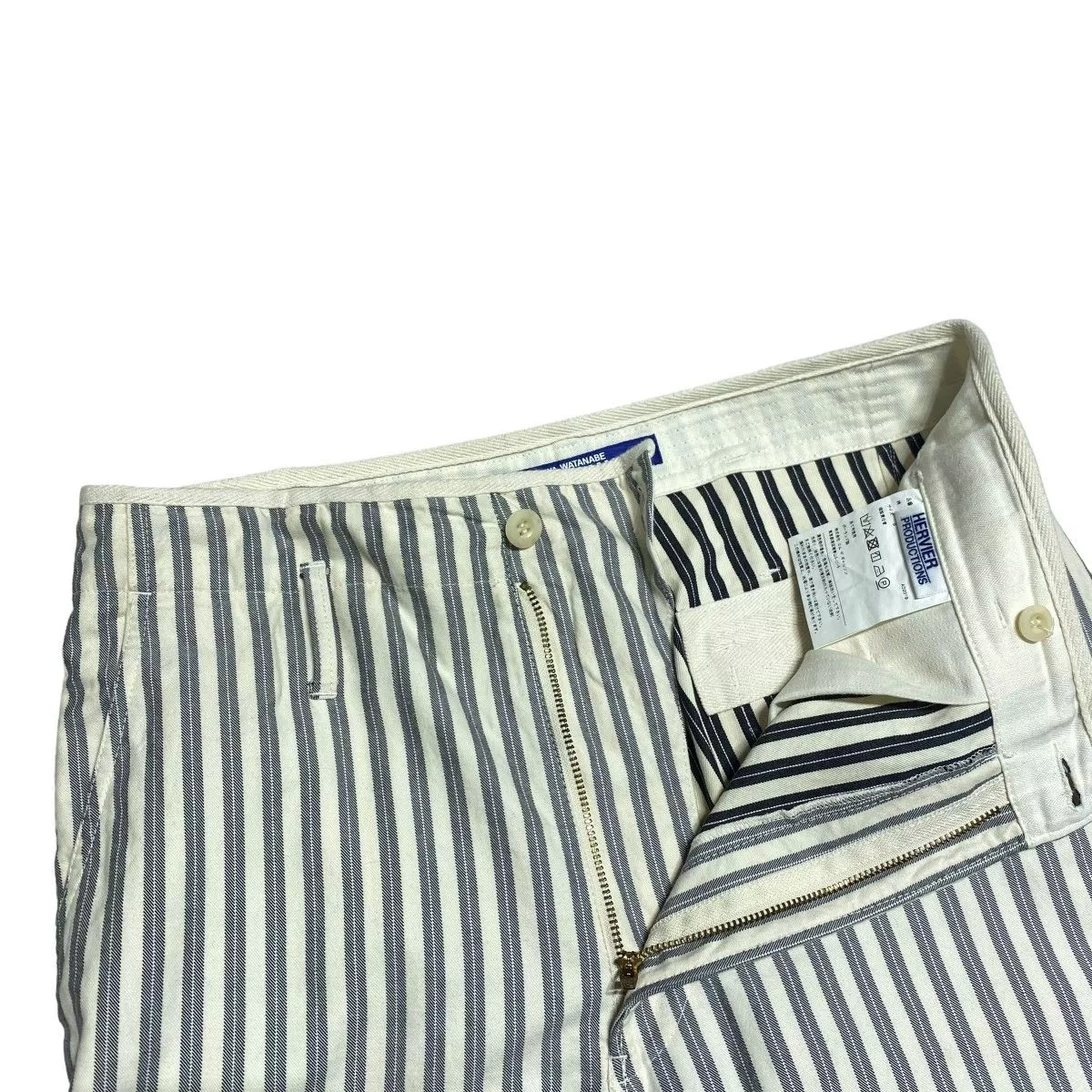 Junya Watanabe Cropped Pants Striped Pattern Adjuster Cotton Gray