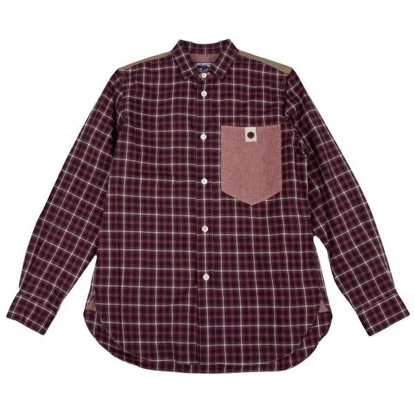 Junya Watanabe Shirts Button Ups Junya Watanabe Shirt Paneled Check Switch Long Sleeve Red