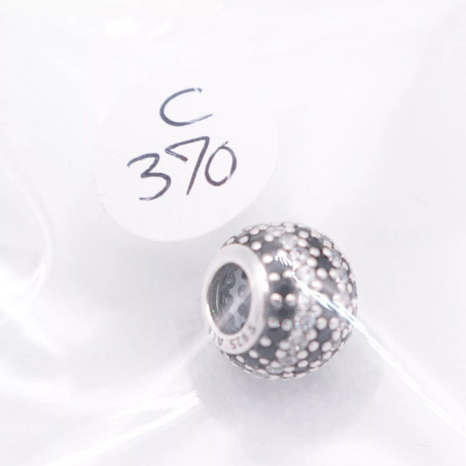 pandora Charms Authentic PANDORA Black Nautical Pave Lights Charm Silver