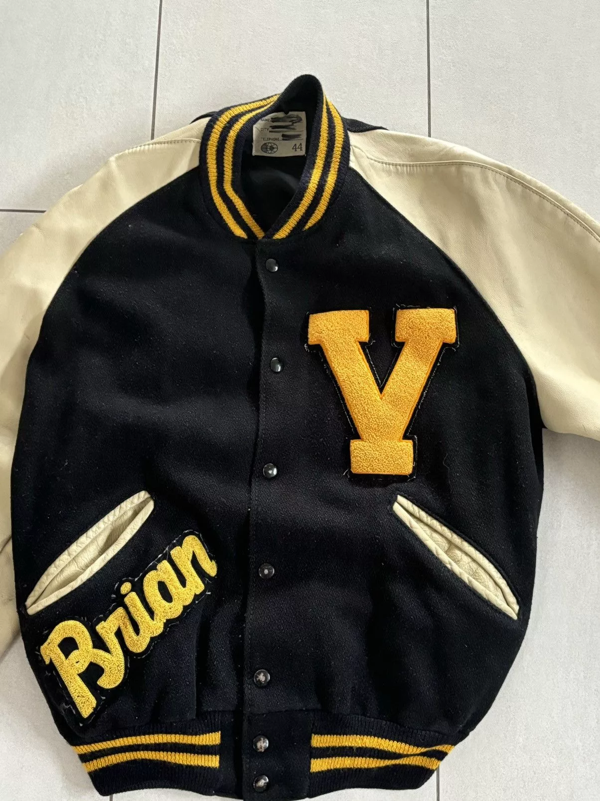 Vintage Leather Jackets Vintage College Jacket Black