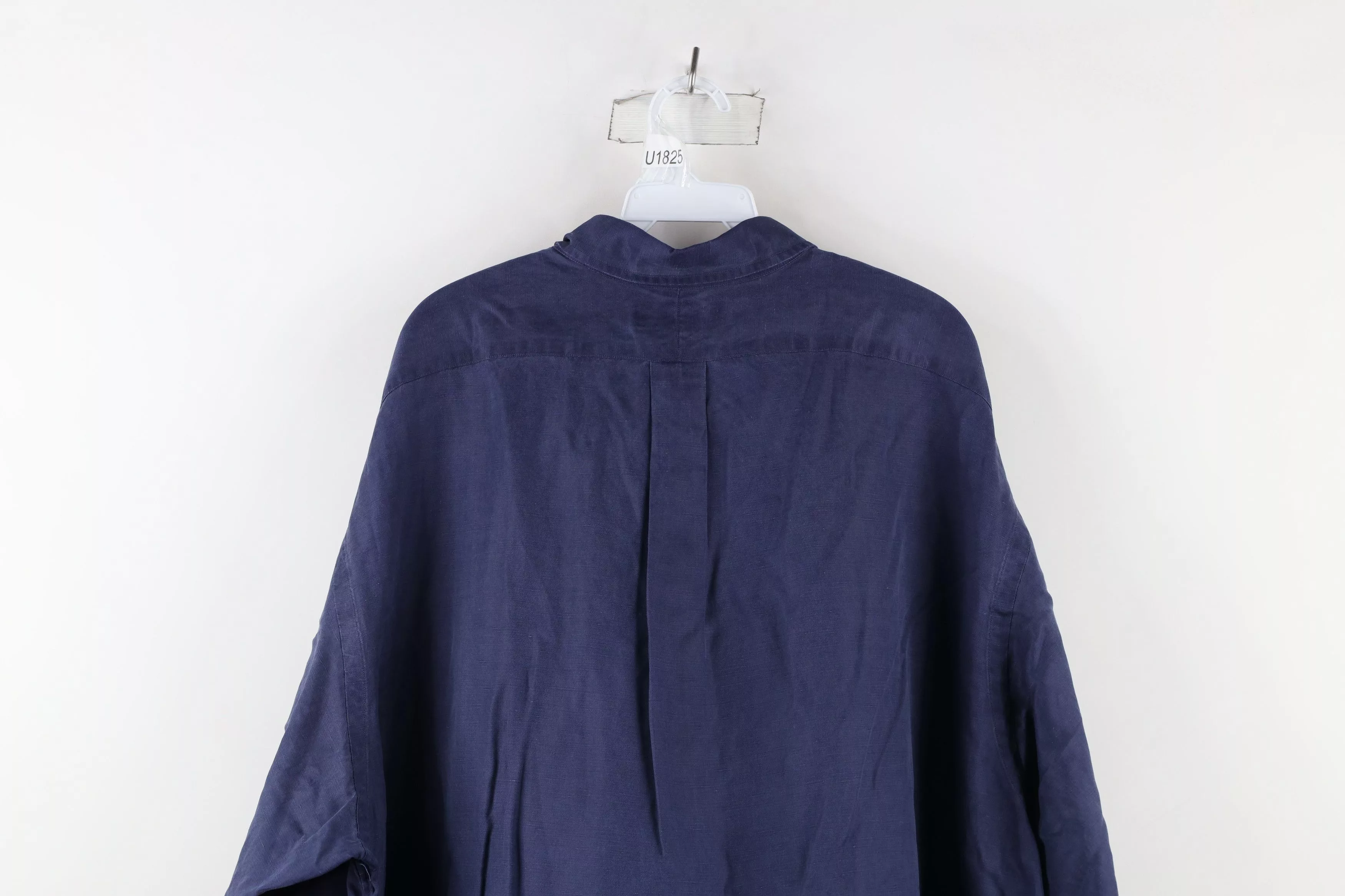 Ralph Lauren Shirts Button Ups Ralph Lauren × Vintage Vintage 90s Ralph Lauren Linen Collared Button Down Shirt Blue