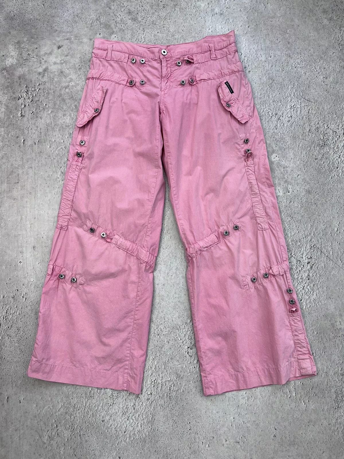 Dolce & Gabbana Jeans Dolce & Gabbana VINTAGE Y2K CARGO BAGGY MULTIPOCKET BONDAGE PINK PANTS