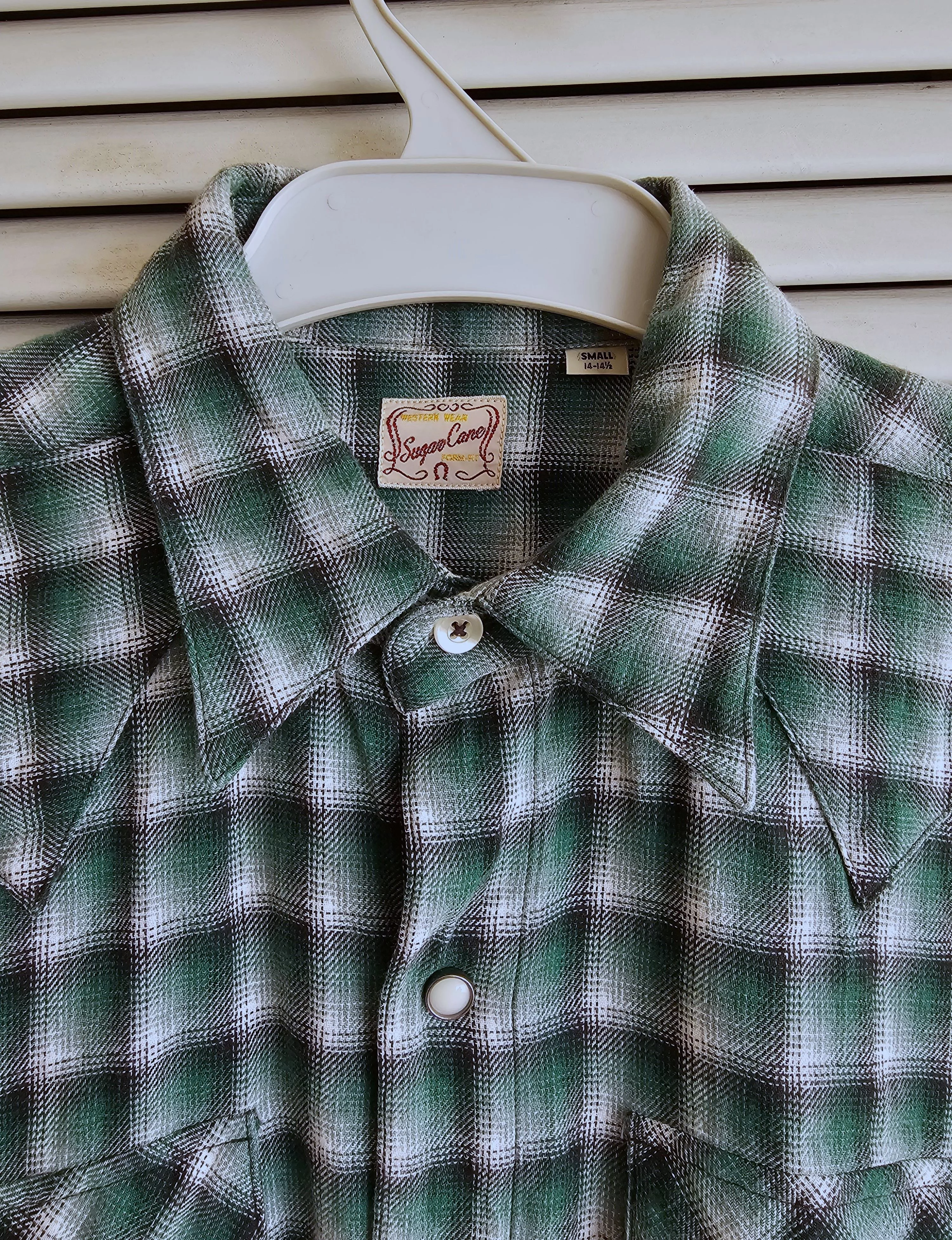 Sugar Cane Shirts Button Ups Sugar Cane Heavyweight Flannel Green