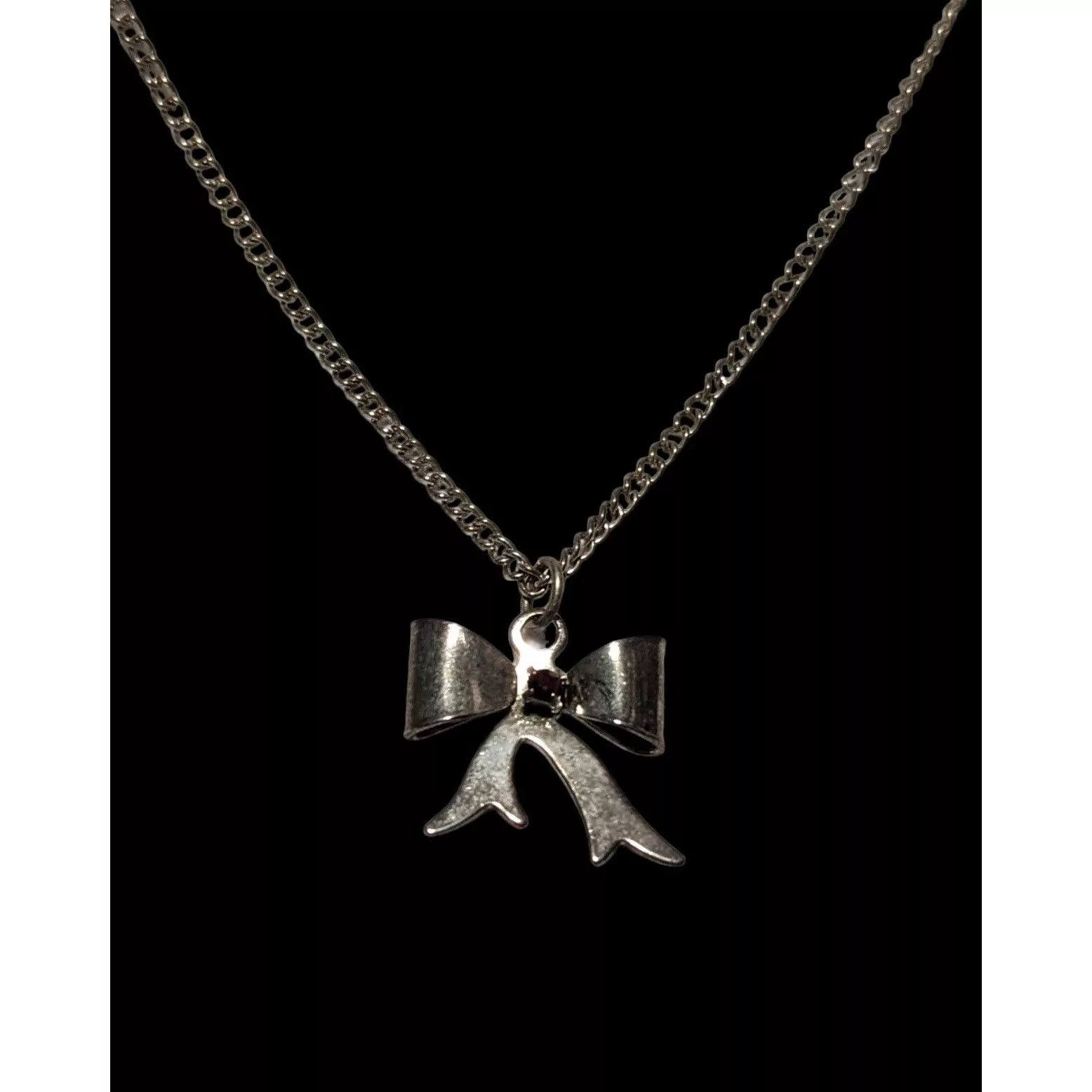 Other Necklaces Other Silver Rhinestone Bow Necklace