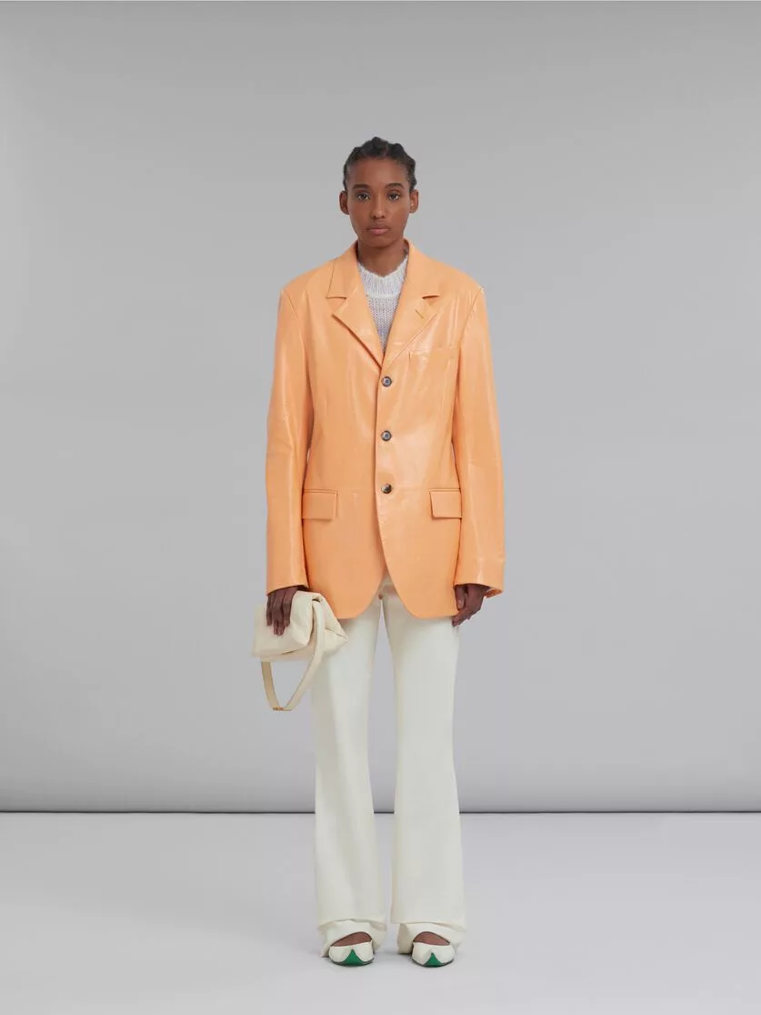 Marni Leather Jackets Marni o1srvl11e0624 Leather Jacket in Orange