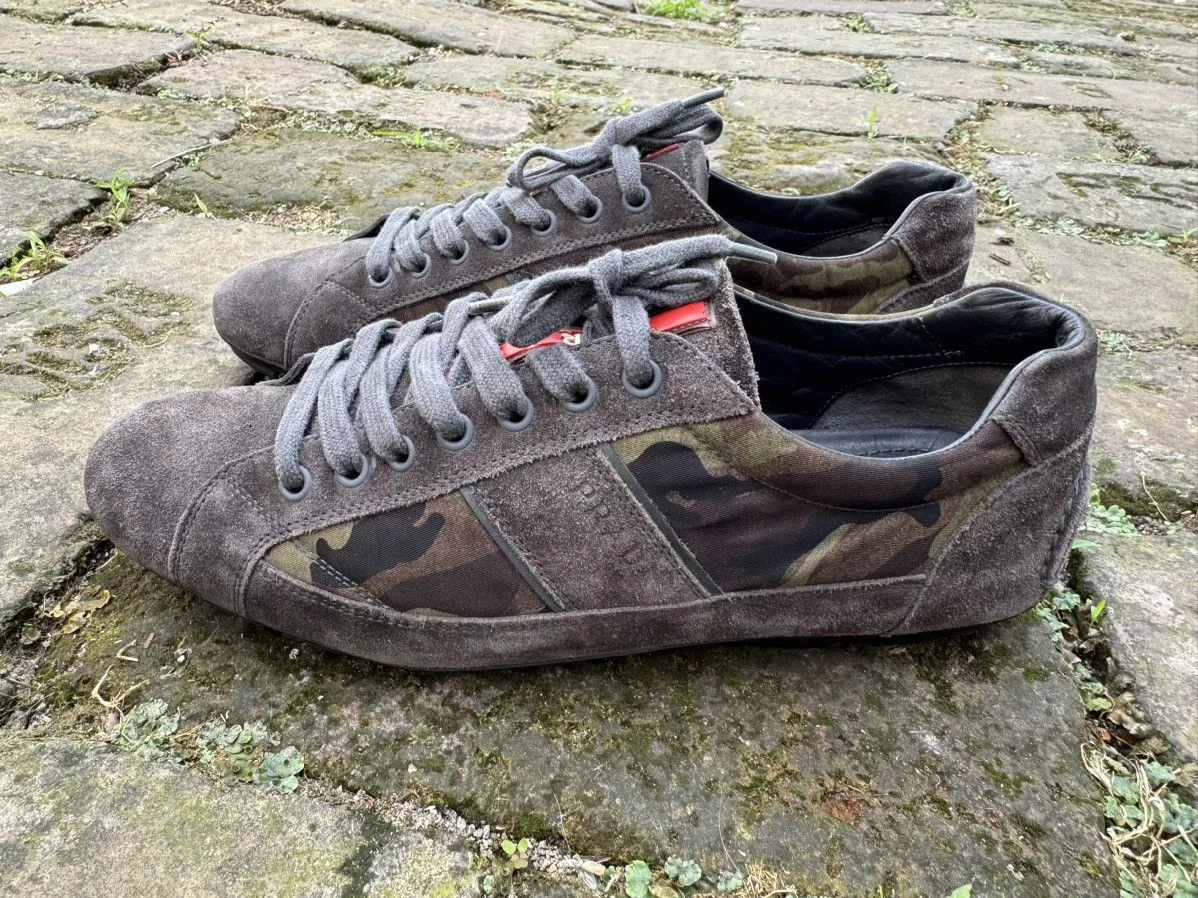 Prada Low Top Sneakers Authentic 💫Prada💫 (4E2854) Trainers Grey Camouflage suede… Multi