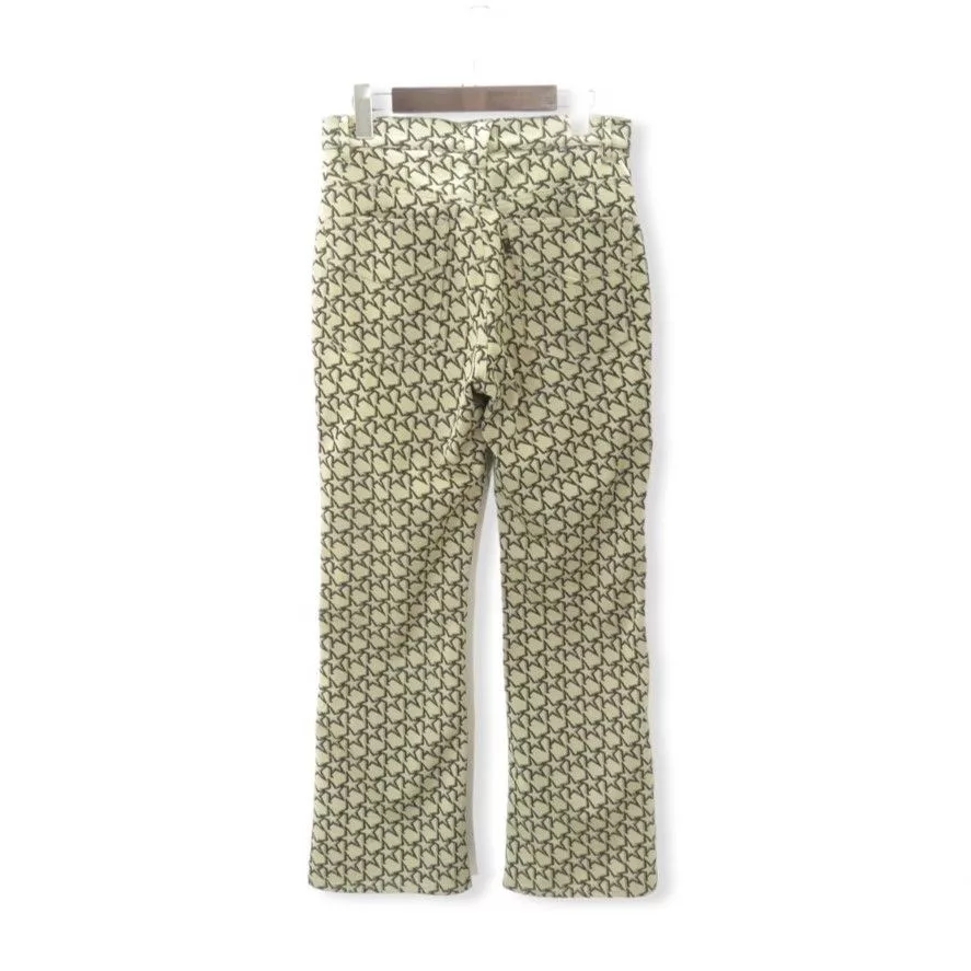 Needles Cropped Pants Boot-Cut Jean Poly Jacquard Beige