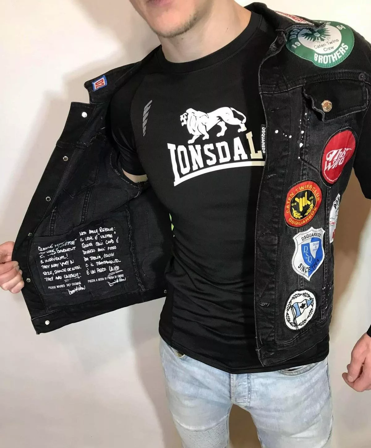 Dsquared2 Denim Jackets Dsquared2 made in Italy denim jacket with patch patches Black