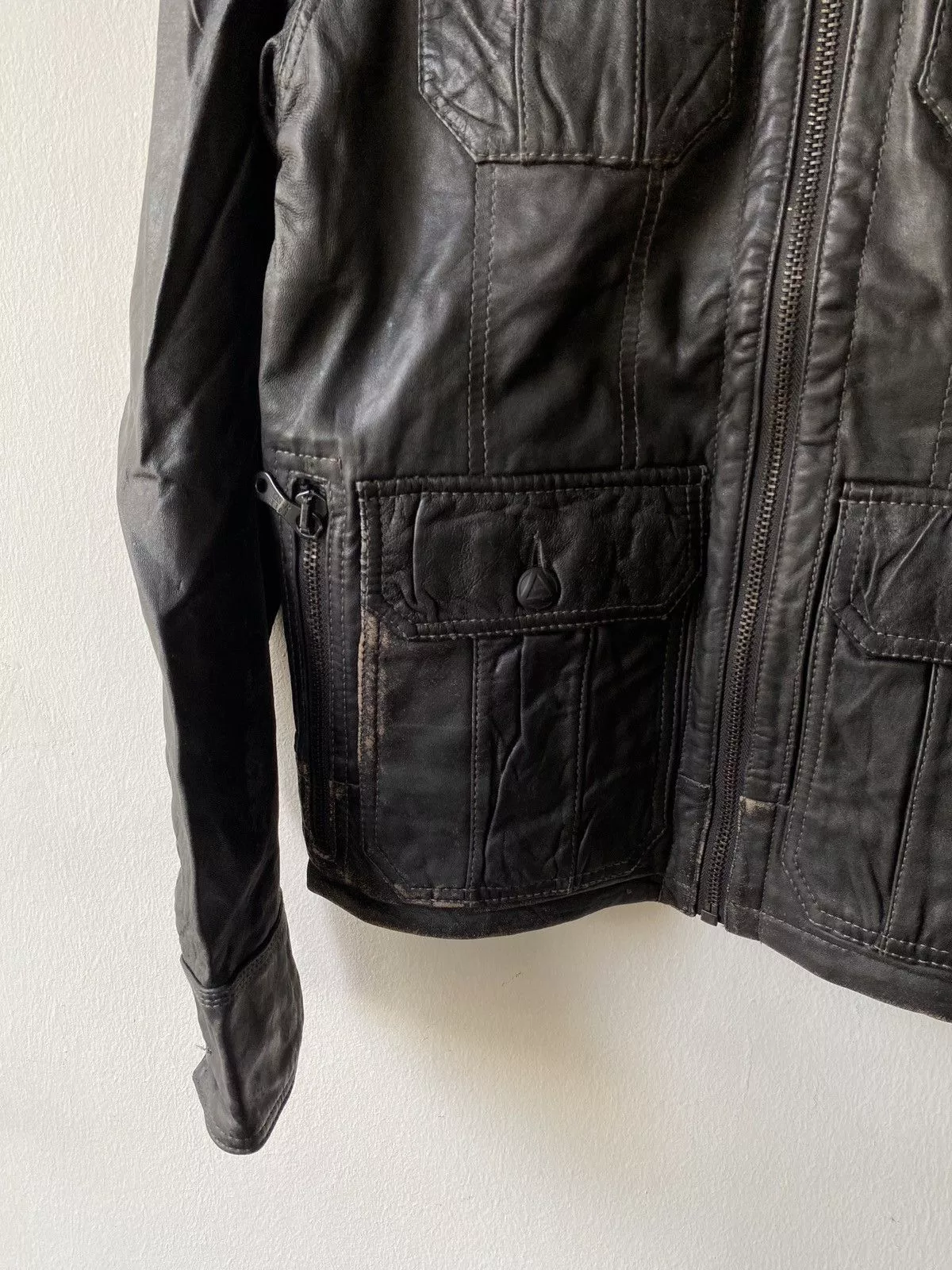 G-Star Leather Jackets G-Star G Star Raw 3301 Multipocket Leather Jacket Black